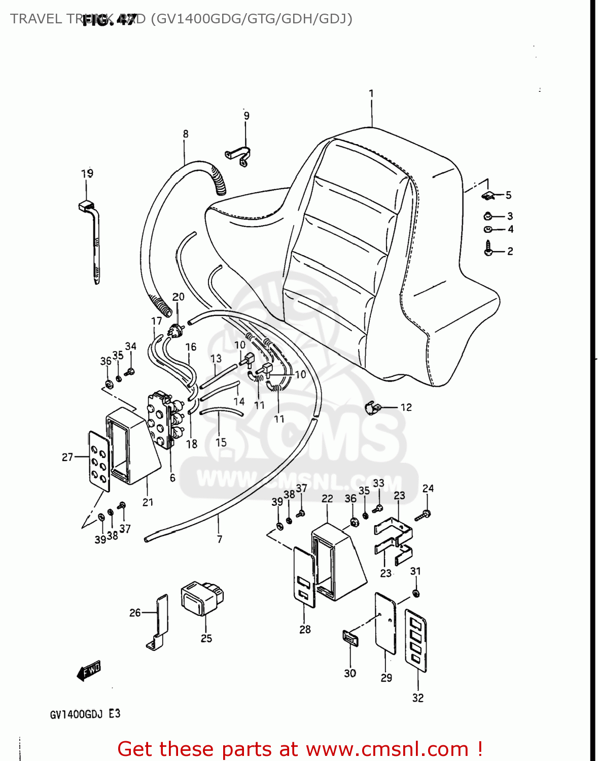 TRAVEL TRUNK PAD (GV1400GDG/GTG/GDH/GDJ) GV1400GD CAVALCADE 1987 (H) USA (E03)