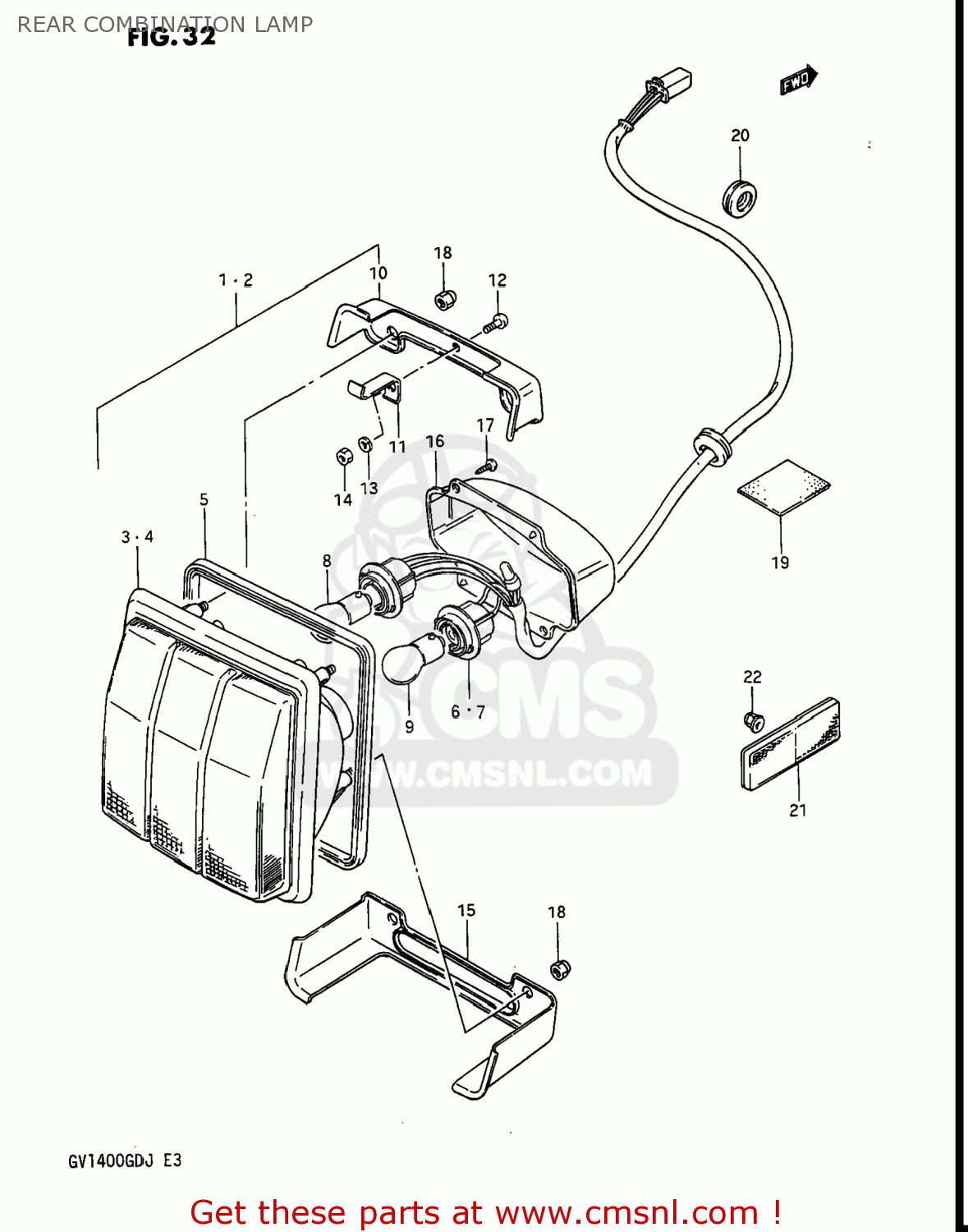 REAR COMBINATION LAMP GV1400GD CAVALCADE 1988 (J) USA (E03)