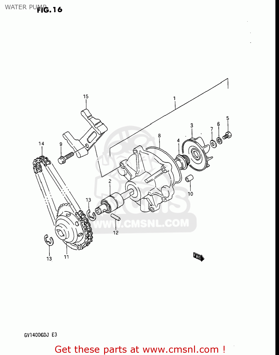 WATER PUMP GV1400GD CAVALCADE 1988 (J) USA (E03)