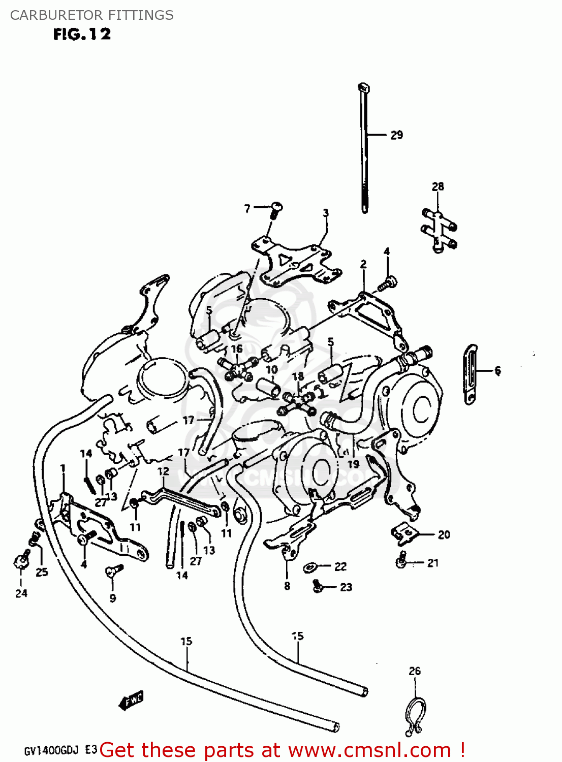 CARBURETOR FITTINGS GV1400GT 1986 (G) (E01)
