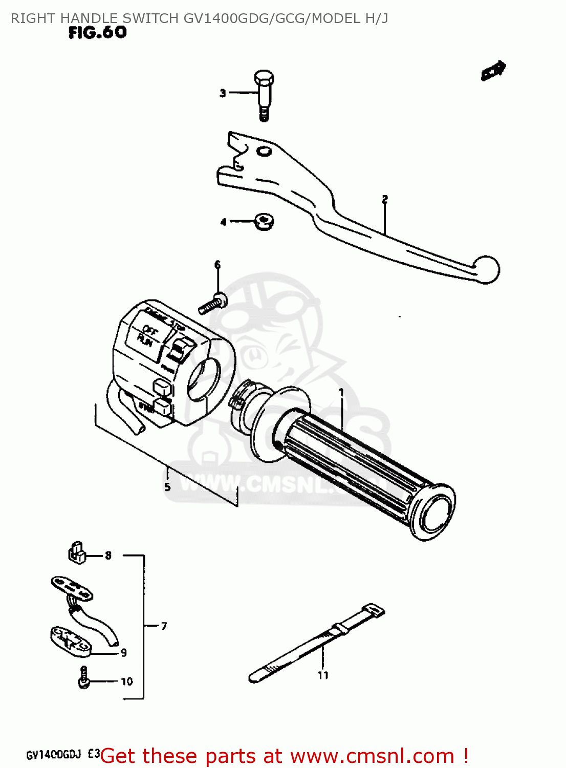 RIGHT HANDLE SWITCH GV1400GDG/GCG/MODEL H/J GV1400GT 1986 (G) (E01)