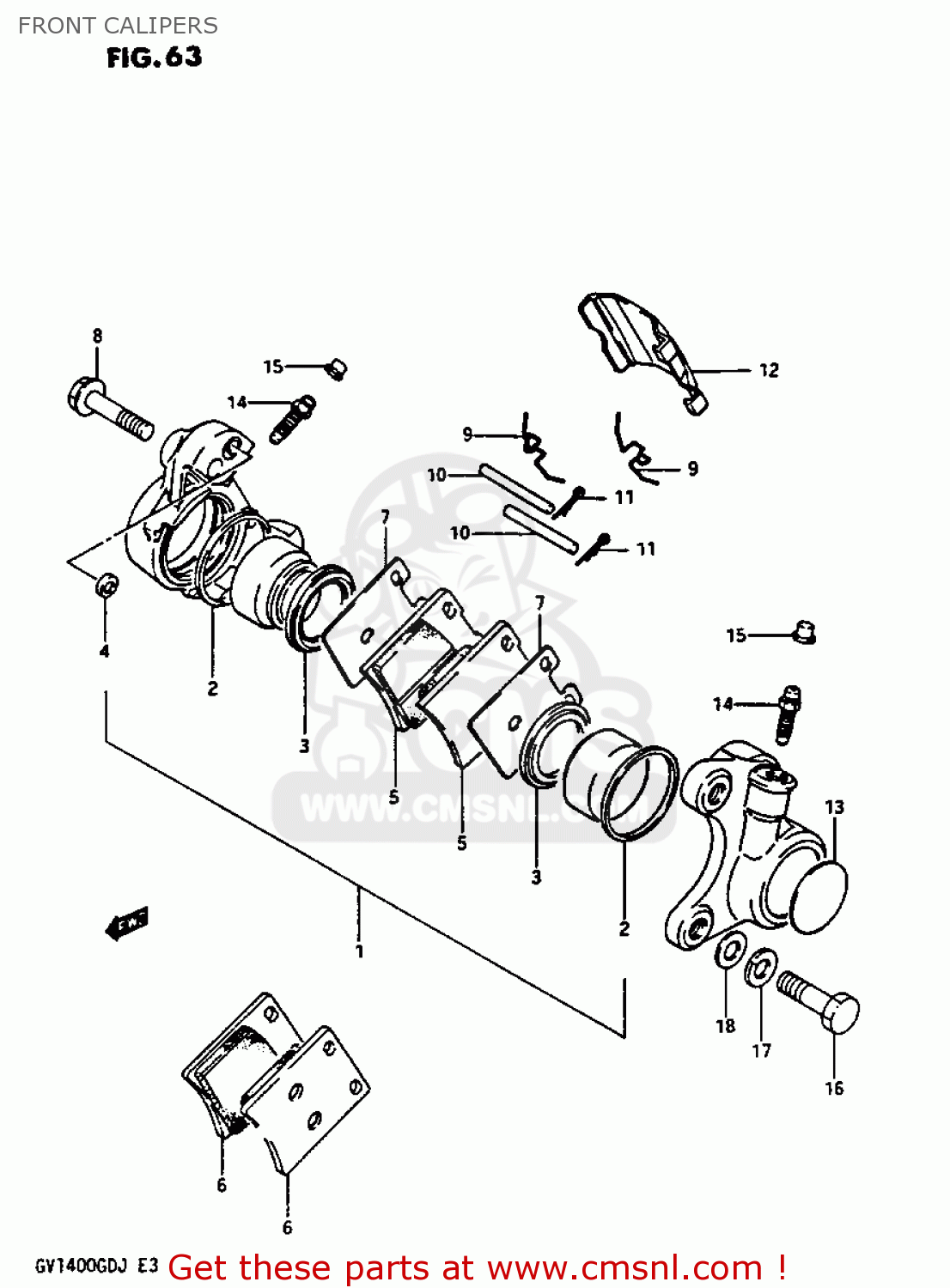 FRONT CALIPERS GV1400GT 1986 (G) (E01)