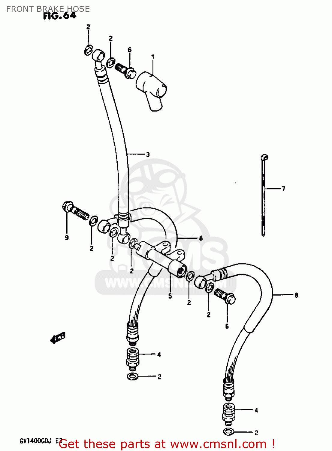 FRONT BRAKE HOSE GV1400GT 1986 (G) (E01)