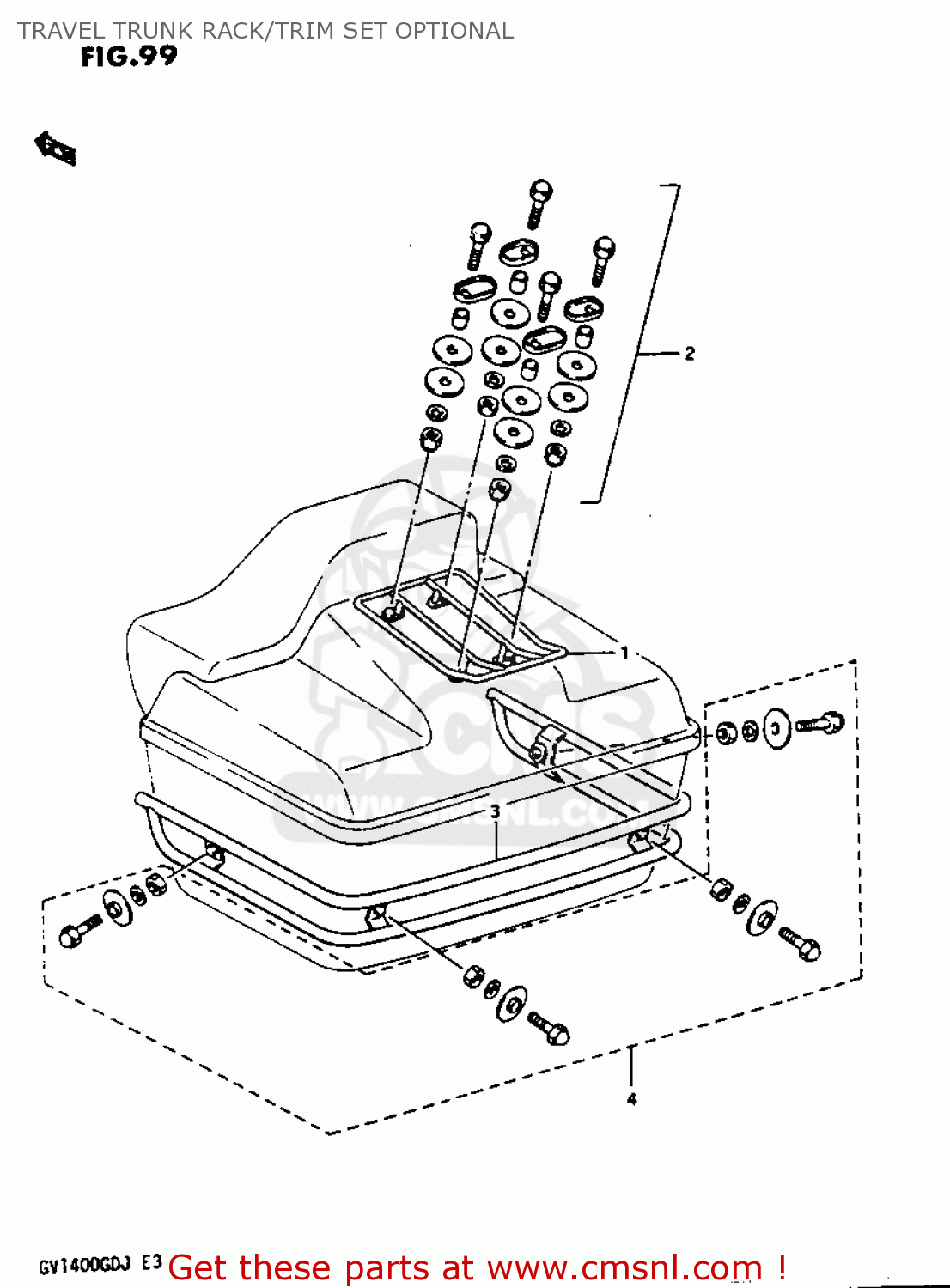 TRAVEL TRUNK RACK/TRIM SET OPTIONAL GV1400GT 1986 (G) (E01)