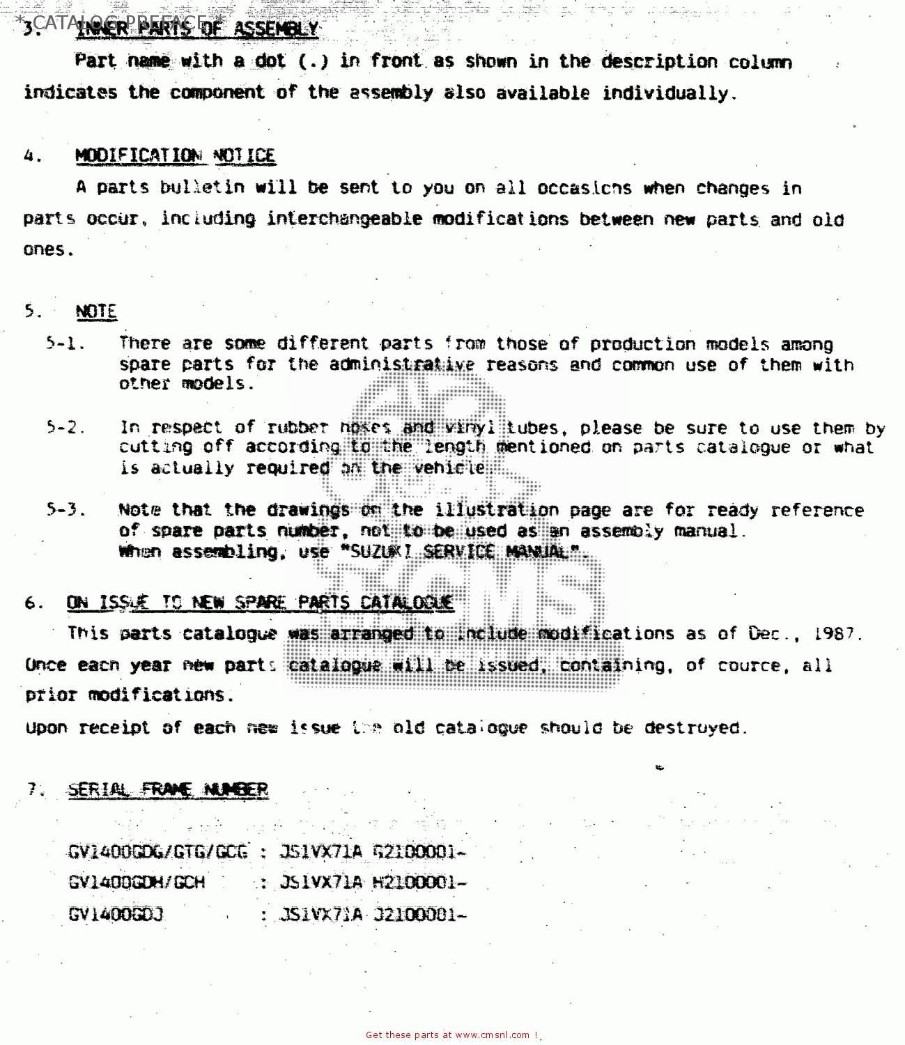 * CATALOG PREFACE * GV1400GT 1986 (G) (E01)