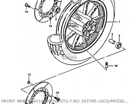 FRONT WHEEL GV1400GDG/GTG F.NO.103765-/GCG/MODEL H/J - GV1400GT 1986 (G) (E01)
