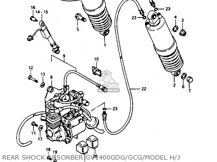 REAR SHOCK ABSORBER GV1400GDG/GCG/MODEL H/J - GV1400GT 1986 (G) (E01)