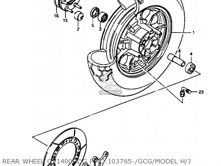 REAR WHEEL GV1400GDG F.NO.103765-/GCG/MODEL H/J - GV1400GT 1986 (G) (E01)