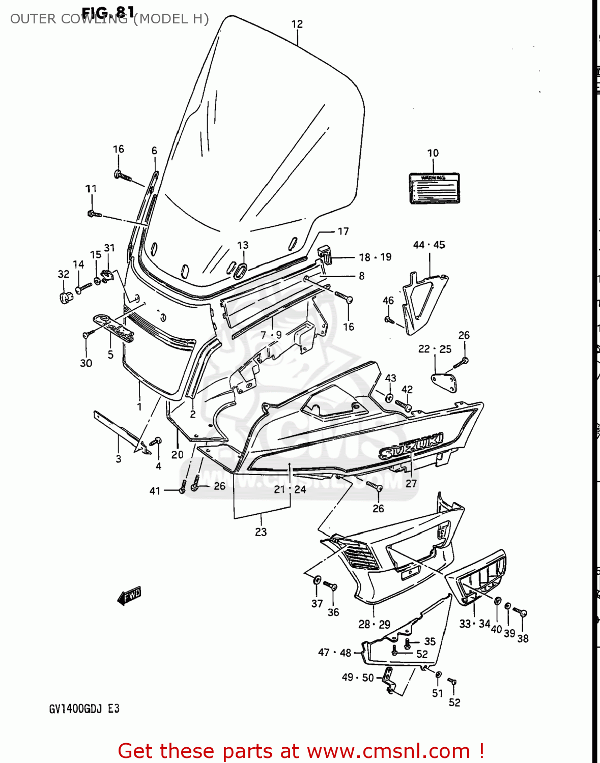 OUTER COWLING (MODEL H) GV1400GT CAVALCADE 1986 (G) USA (E03)