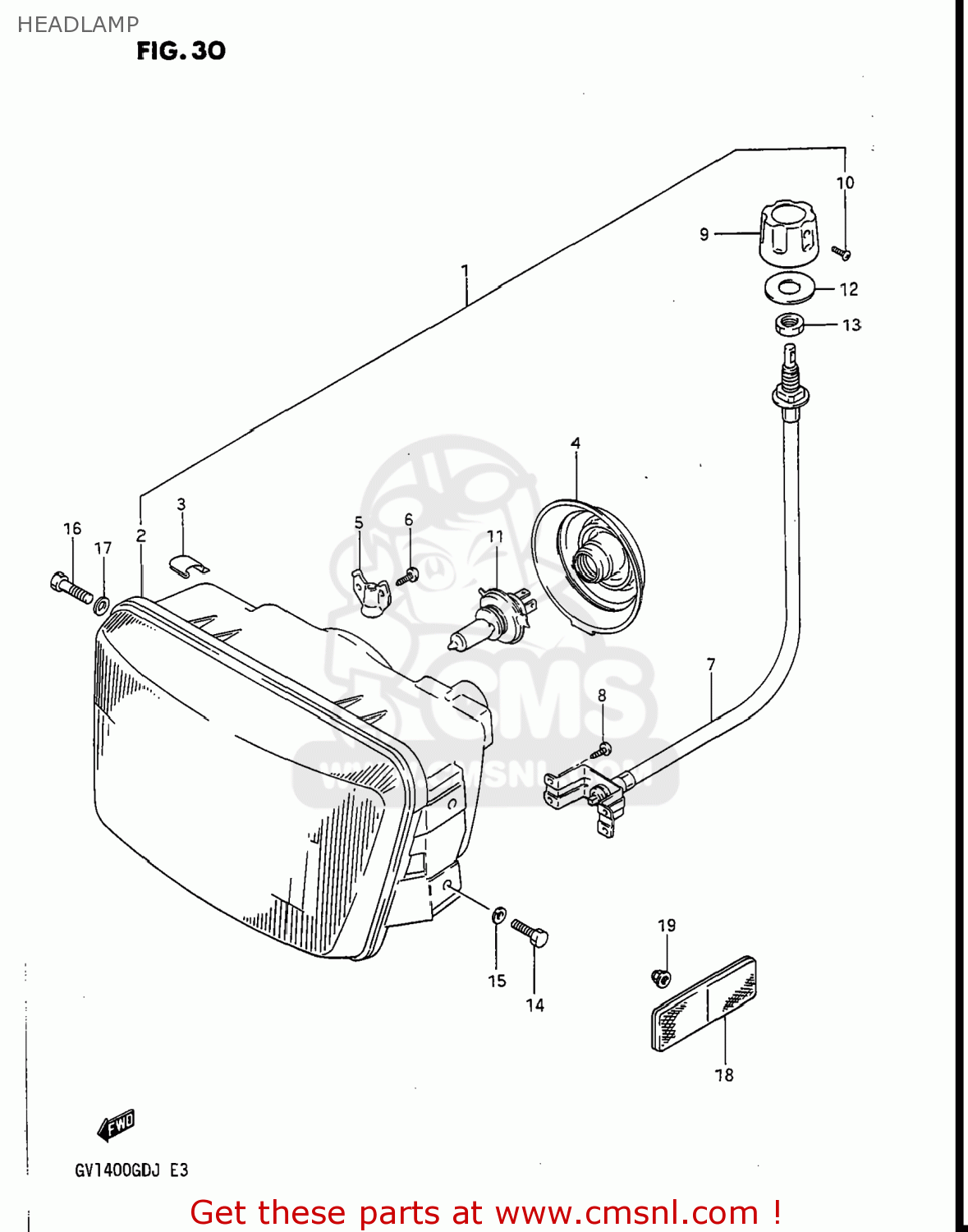 HEADLAMP GV1400GT CAVALCADE 1987 (H) USA (E03)