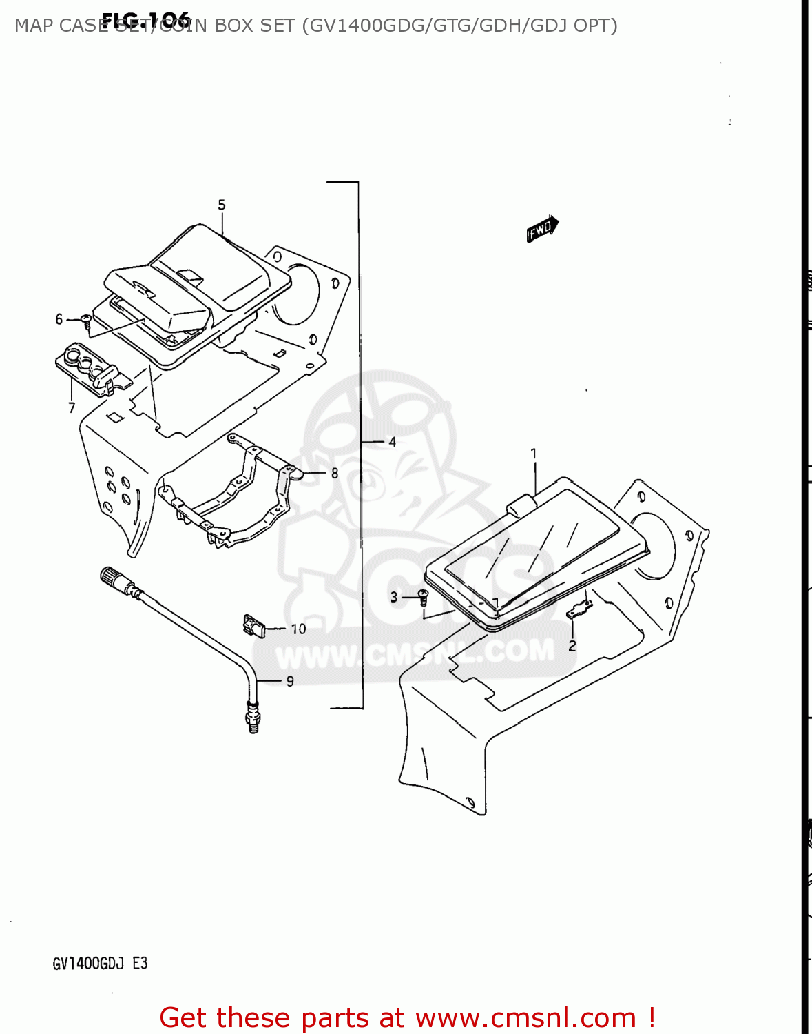 MAP CASE SET/COIN BOX SET (GV1400GDG/GTG/GDH/GDJ OPT) GV1400GT CAVALCADE 1987 (H) USA (E03)
