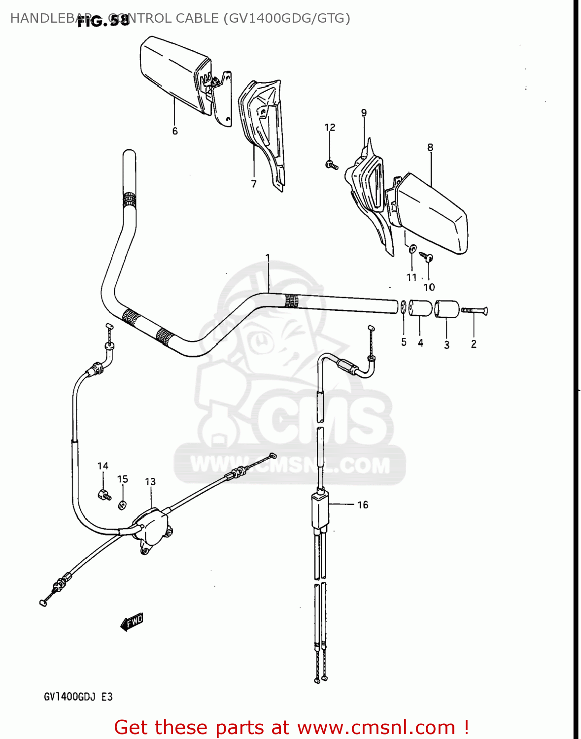 HANDLEBAR - CONTROL CABLE (GV1400GDG/GTG) GV1400GT CAVALCADE 1988 (J) USA (E03)