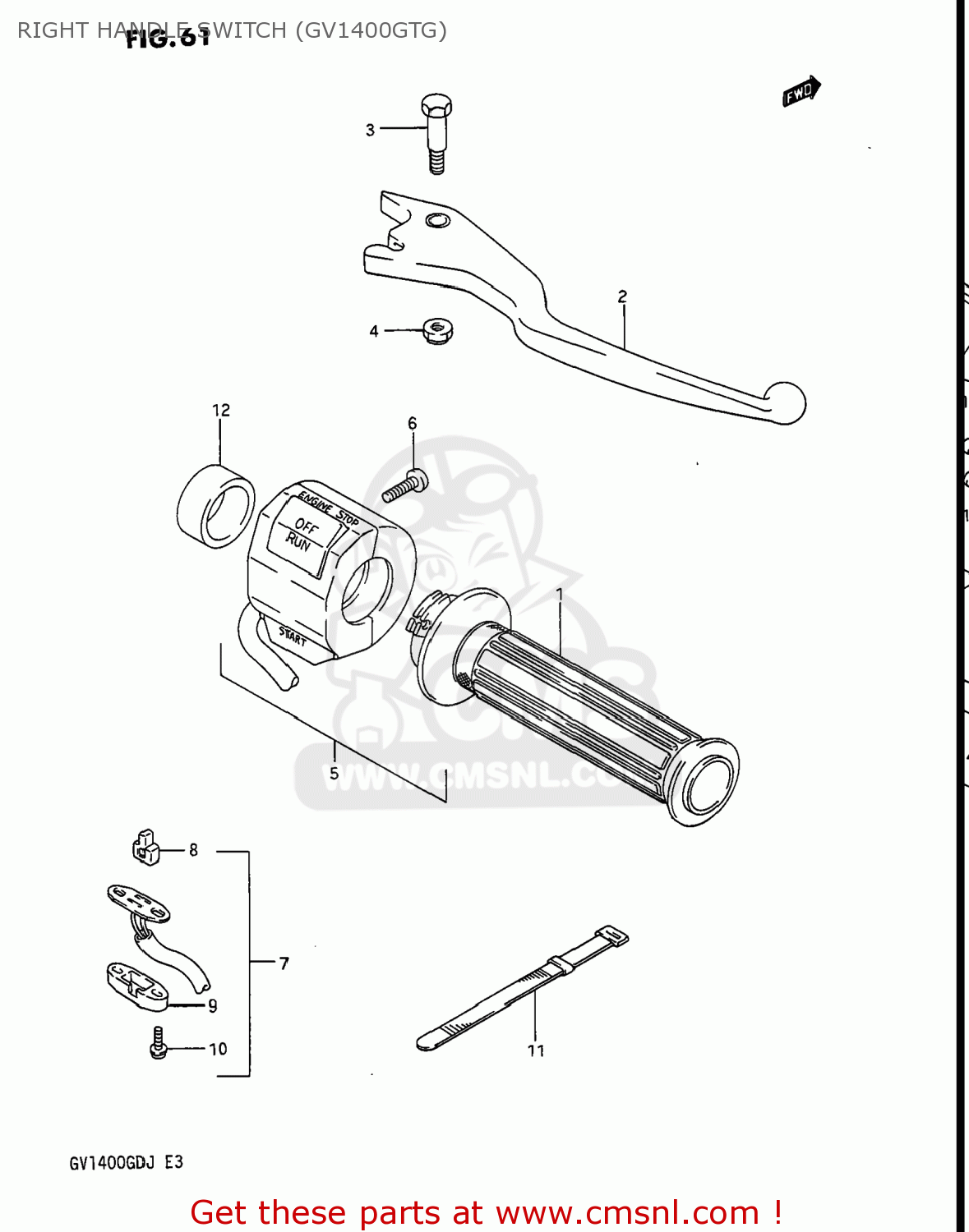 RIGHT HANDLE SWITCH (GV1400GTG) GV1400GT CAVALCADE 1988 (J) USA (E03)