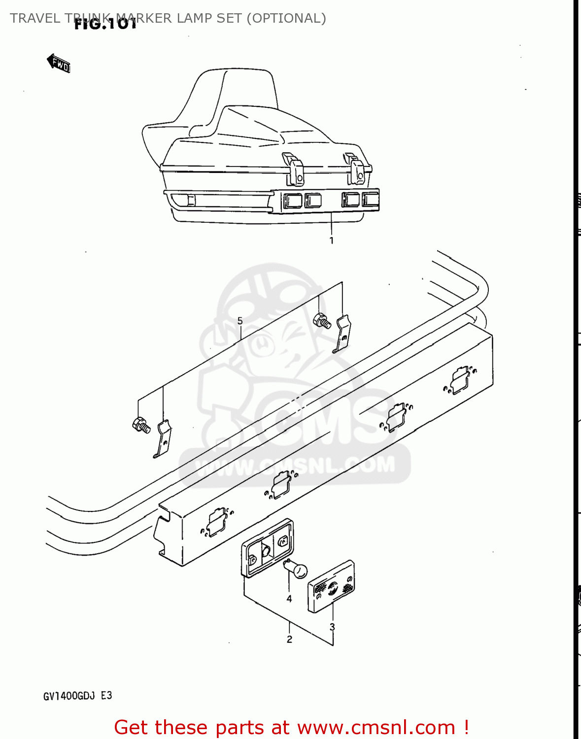 TRAVEL TRUNK MARKER LAMP SET (OPTIONAL) GV1400GT CAVALCADE 1988 (J) USA (E03)