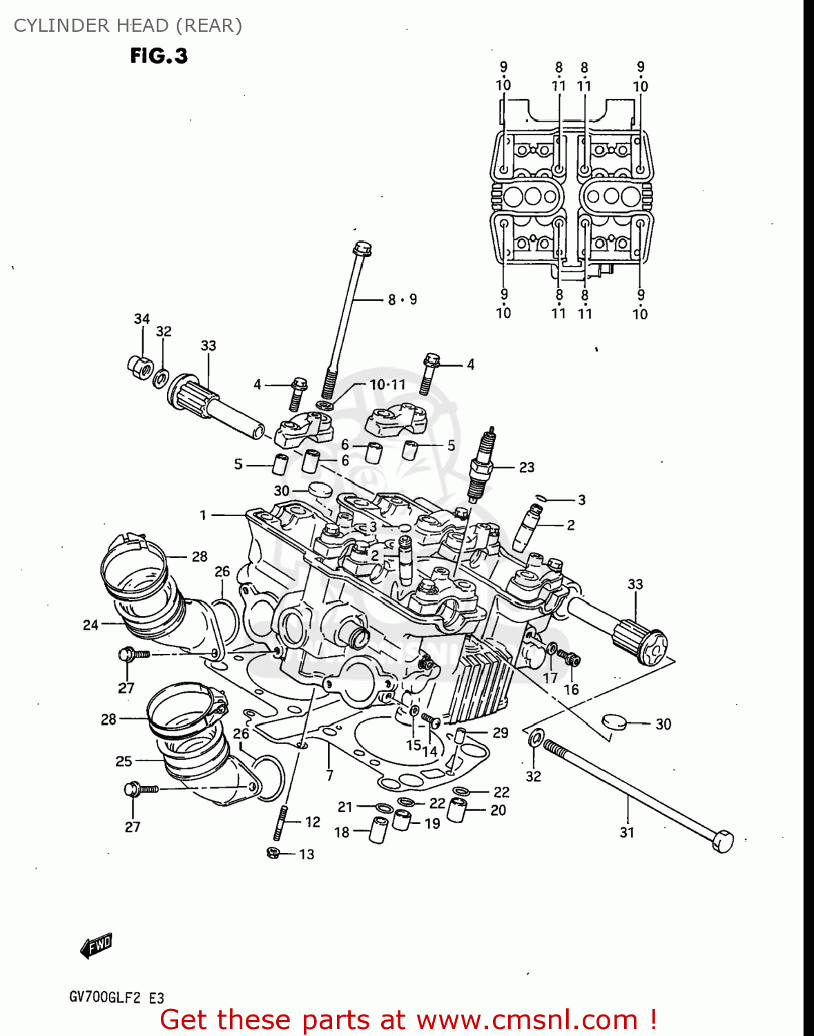 CYLINDER HEAD (REAR) GV700GLF MADURA 1985 (F) USA (E03)