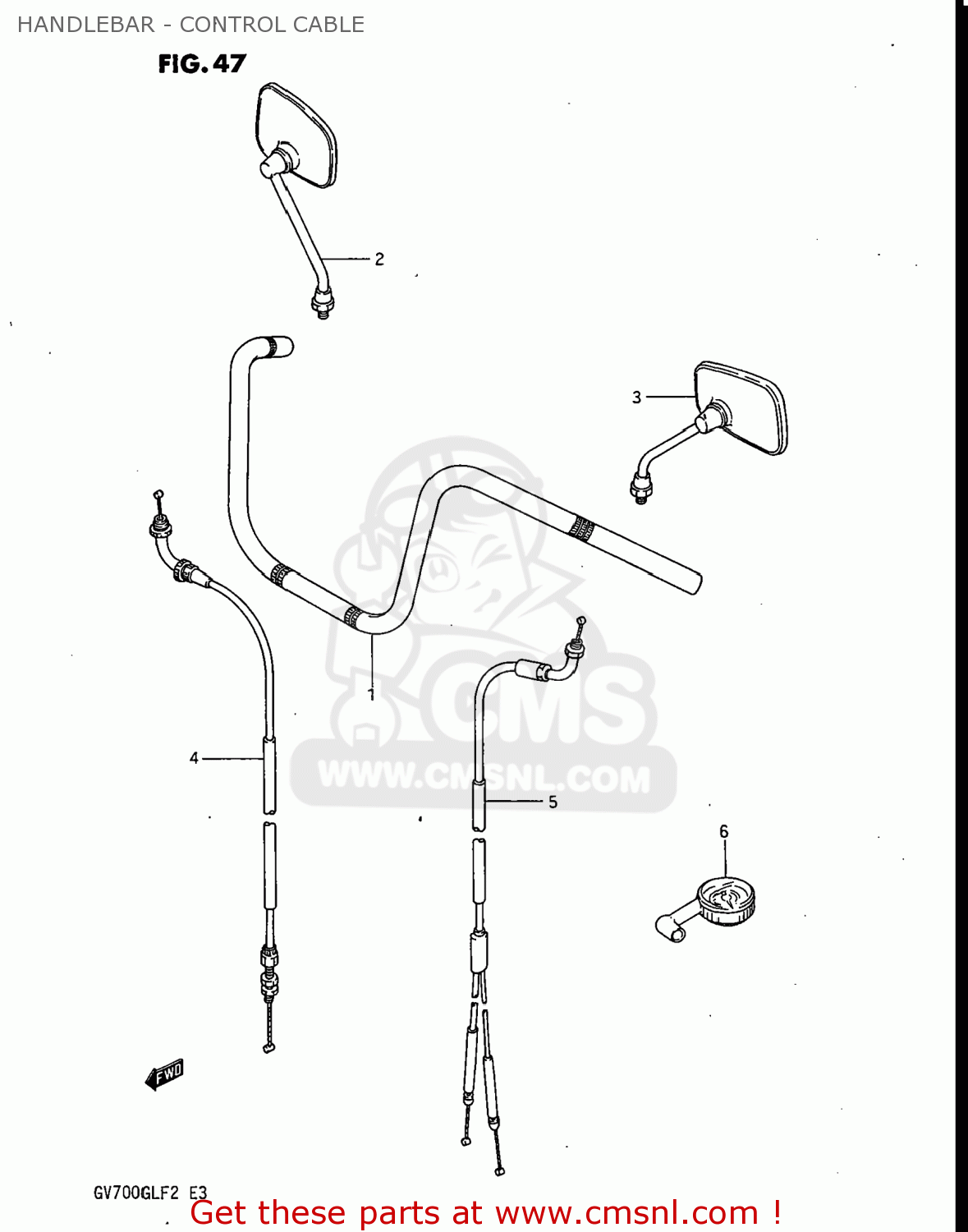 HANDLEBAR - CONTROL CABLE GV700GLF MADURA 1985 (F) USA (E03)