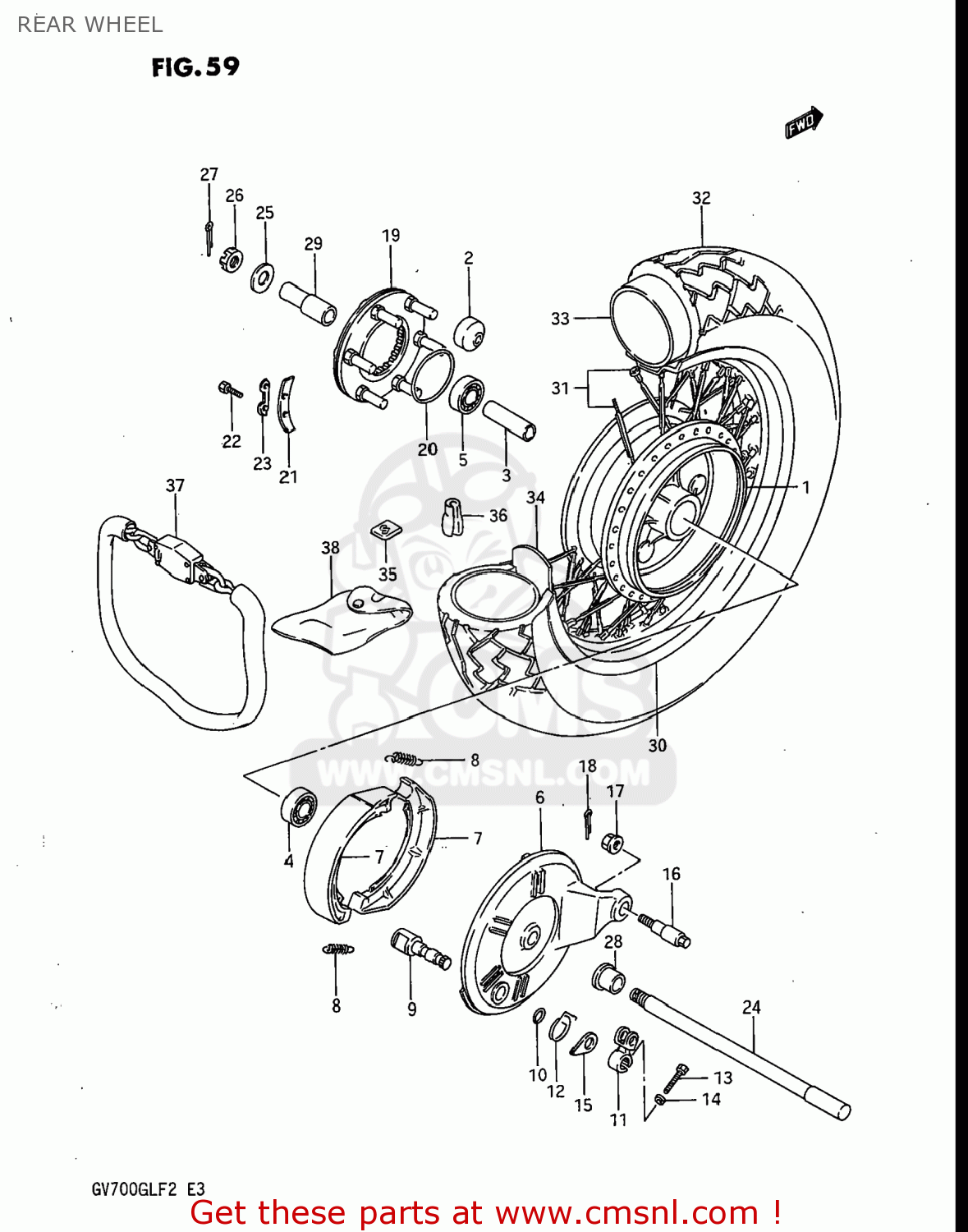 REAR WHEEL GV700GLF MADURA 1985 (F) USA (E03)