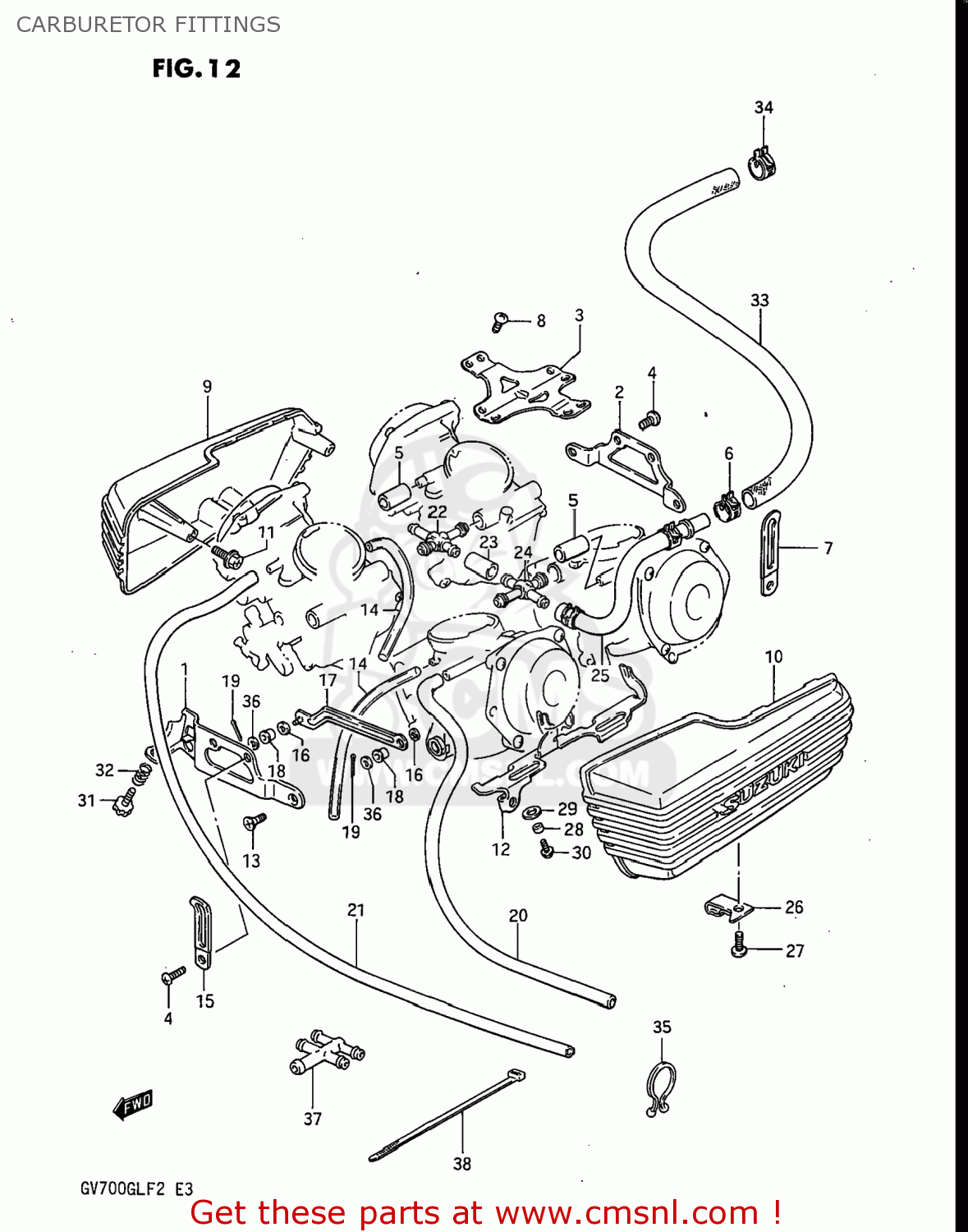 CARBURETOR FITTINGS GV700GLF2 MADURA 1985 (F) USA (E03)
