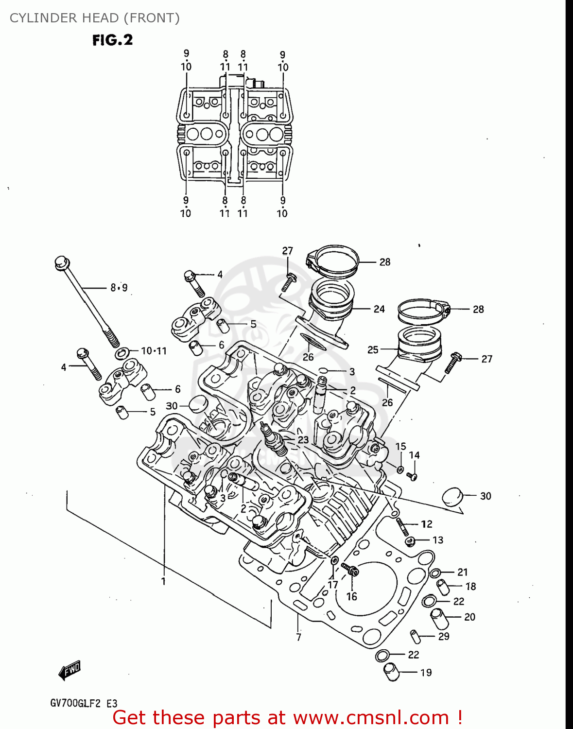CYLINDER HEAD (FRONT) GV700GLF2 MADURA 1985 (F) USA (E03)