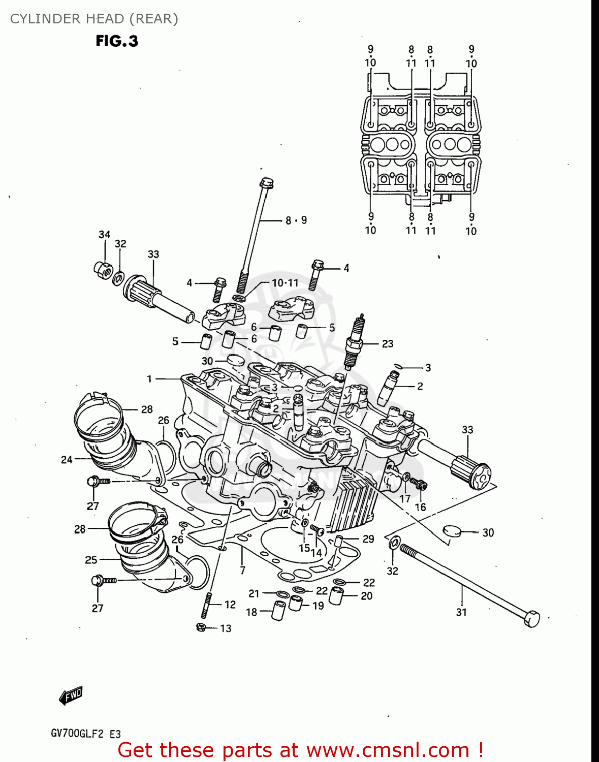 CYLINDER HEAD (REAR) GV700GLF2 MADURA 1985 (F) USA (E03)
