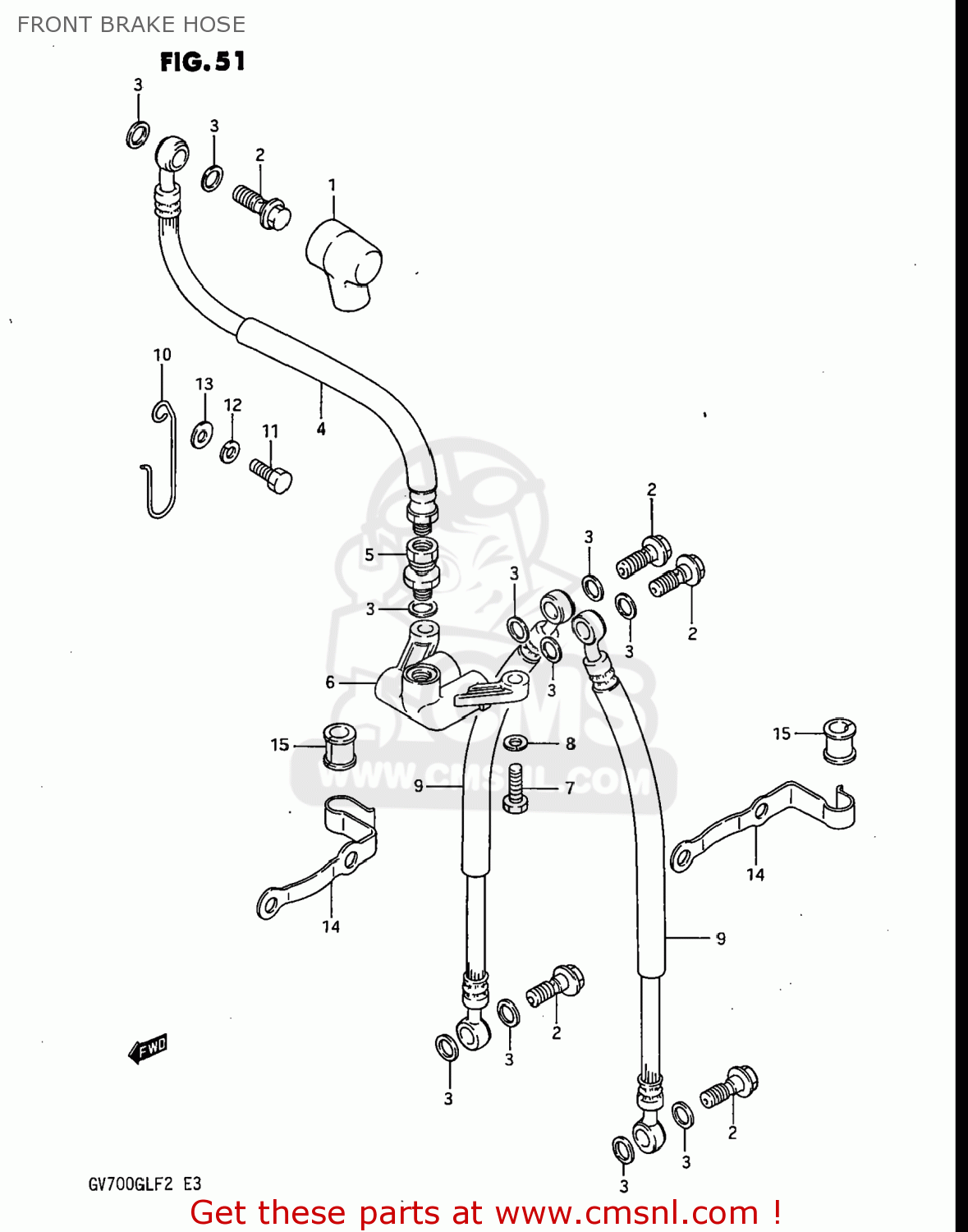 FRONT BRAKE HOSE GV700GLF2 MADURA 1985 (F) USA (E03)