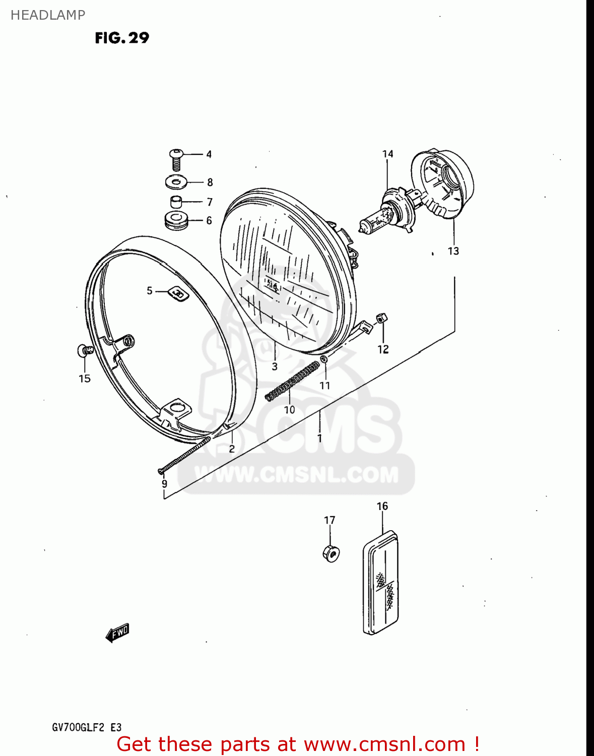 HEADLAMP GV700GLF2 MADURA 1985 (F) USA (E03)