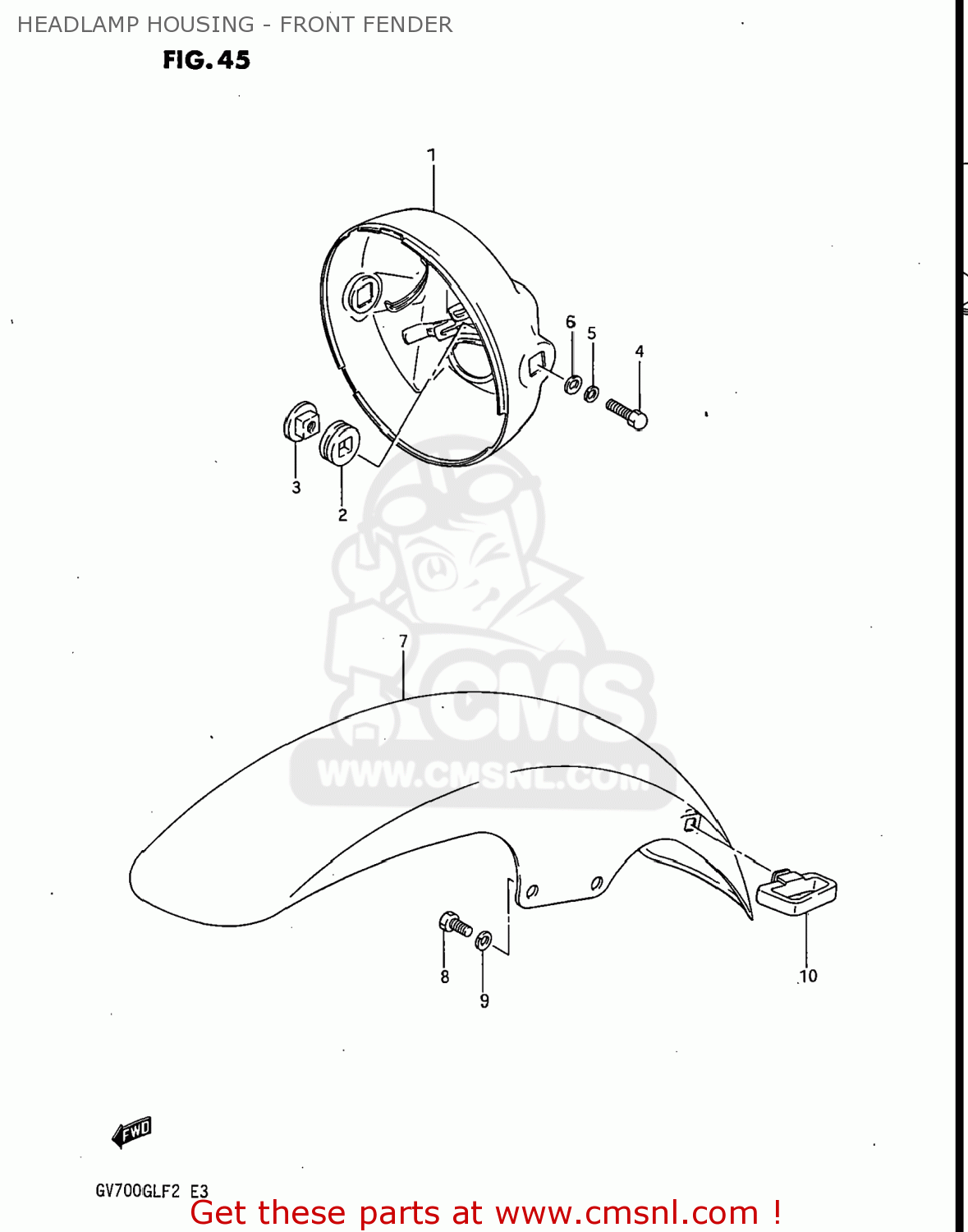 HEADLAMP HOUSING - FRONT FENDER GV700GLF2 MADURA 1985 (F) USA (E03)