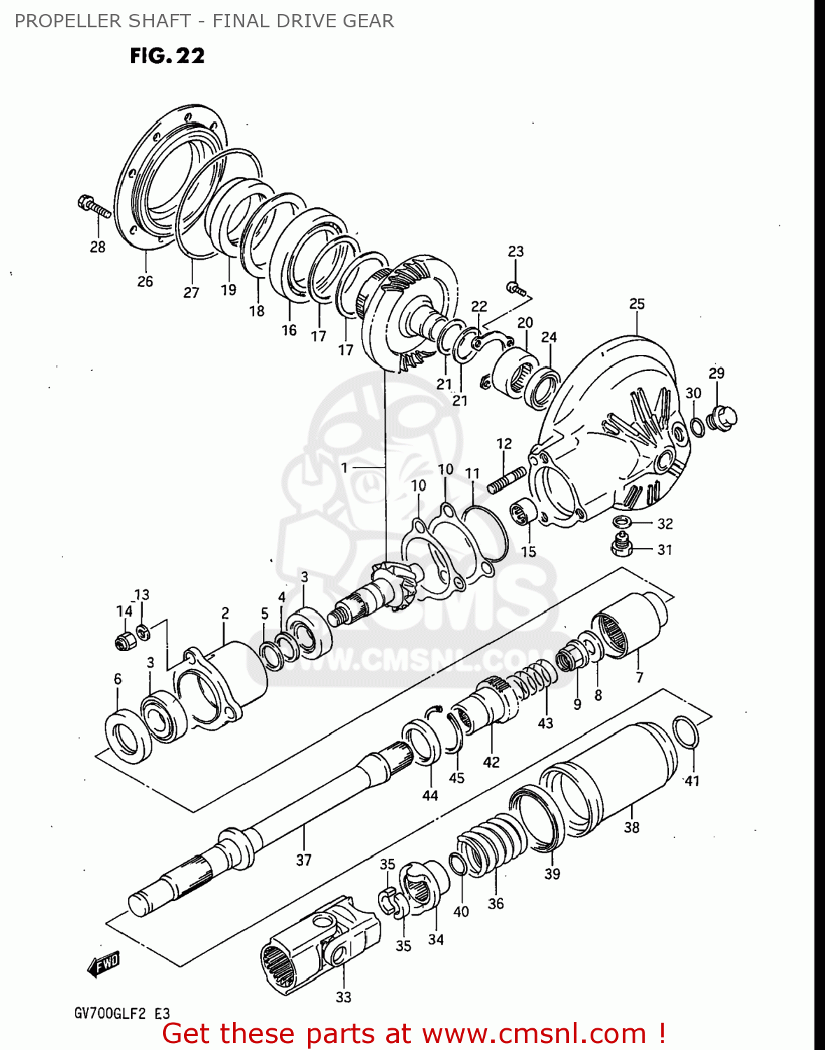 PROPELLER SHAFT - FINAL DRIVE GEAR GV700GLF2 MADURA 1985 (F) USA (E03)