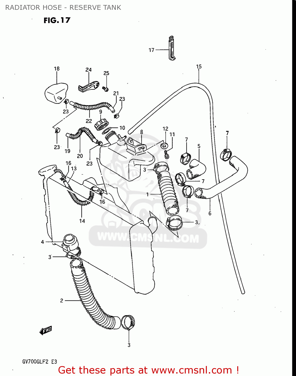 RADIATOR HOSE - RESERVE TANK GV700GLF2 MADURA 1985 (F) USA (E03)