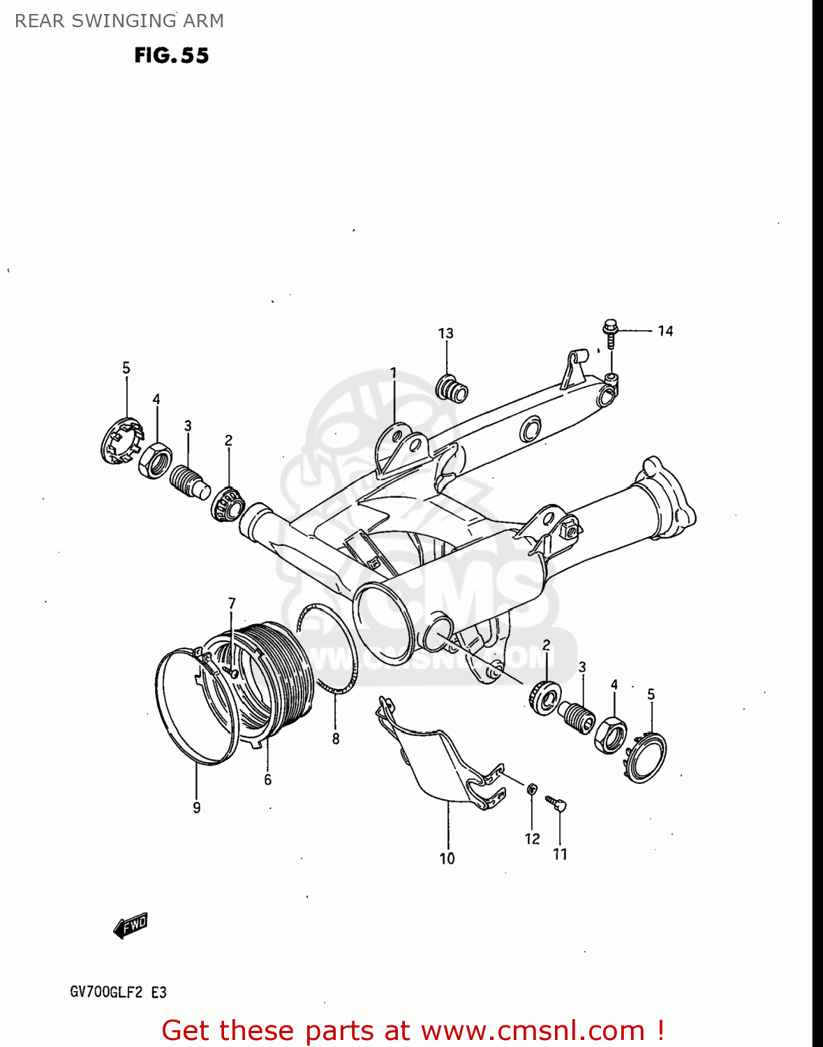REAR SWINGING ARM GV700GLF2 MADURA 1985 (F) USA (E03)