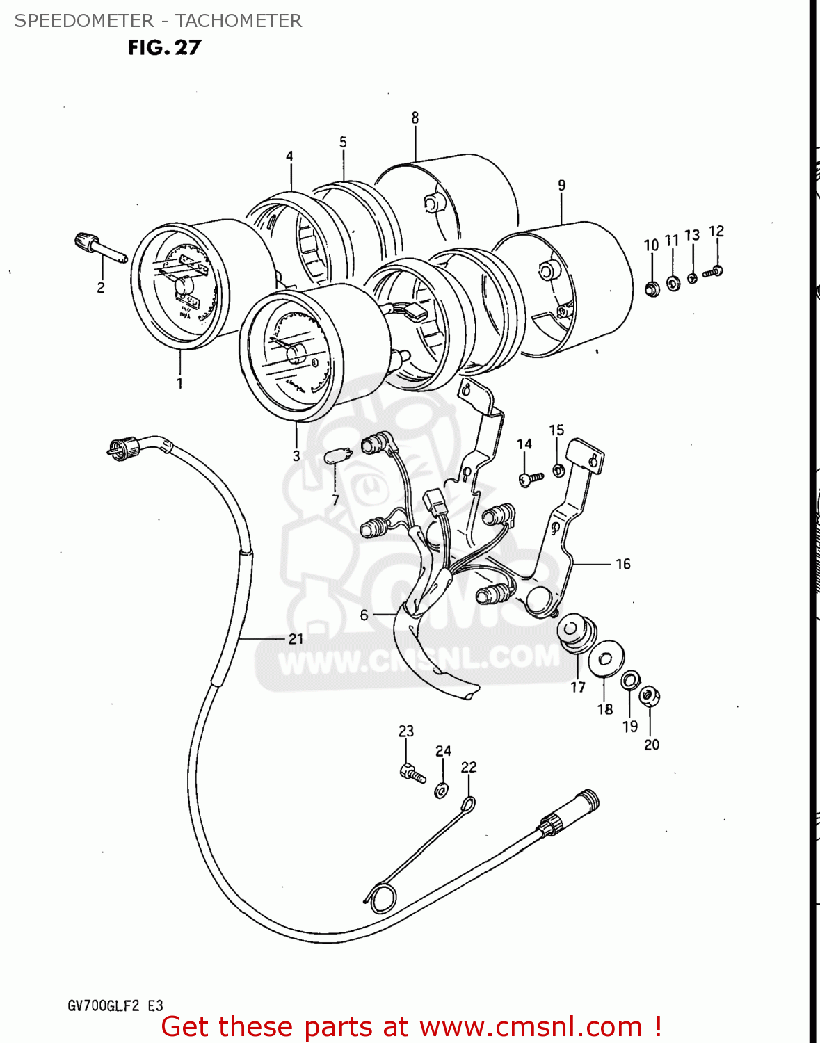 SPEEDOMETER - TACHOMETER GV700GLF2 MADURA 1985 (F) USA (E03)