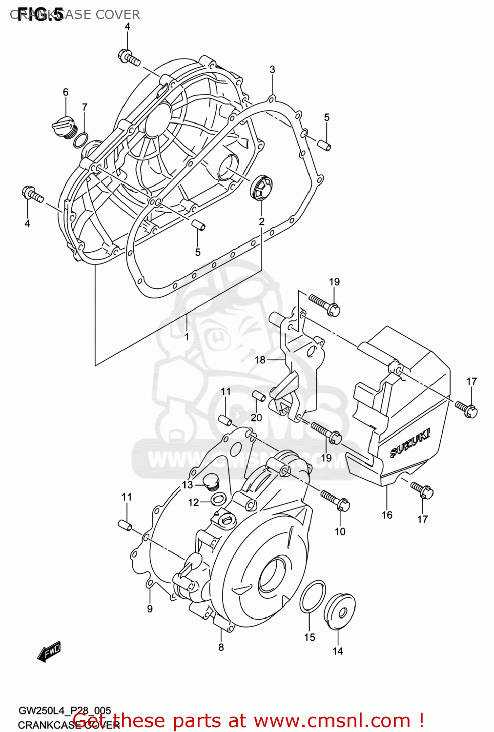 CRANKCASE COVER GW250 INAZUMA 2014 (L4) USA (E03)