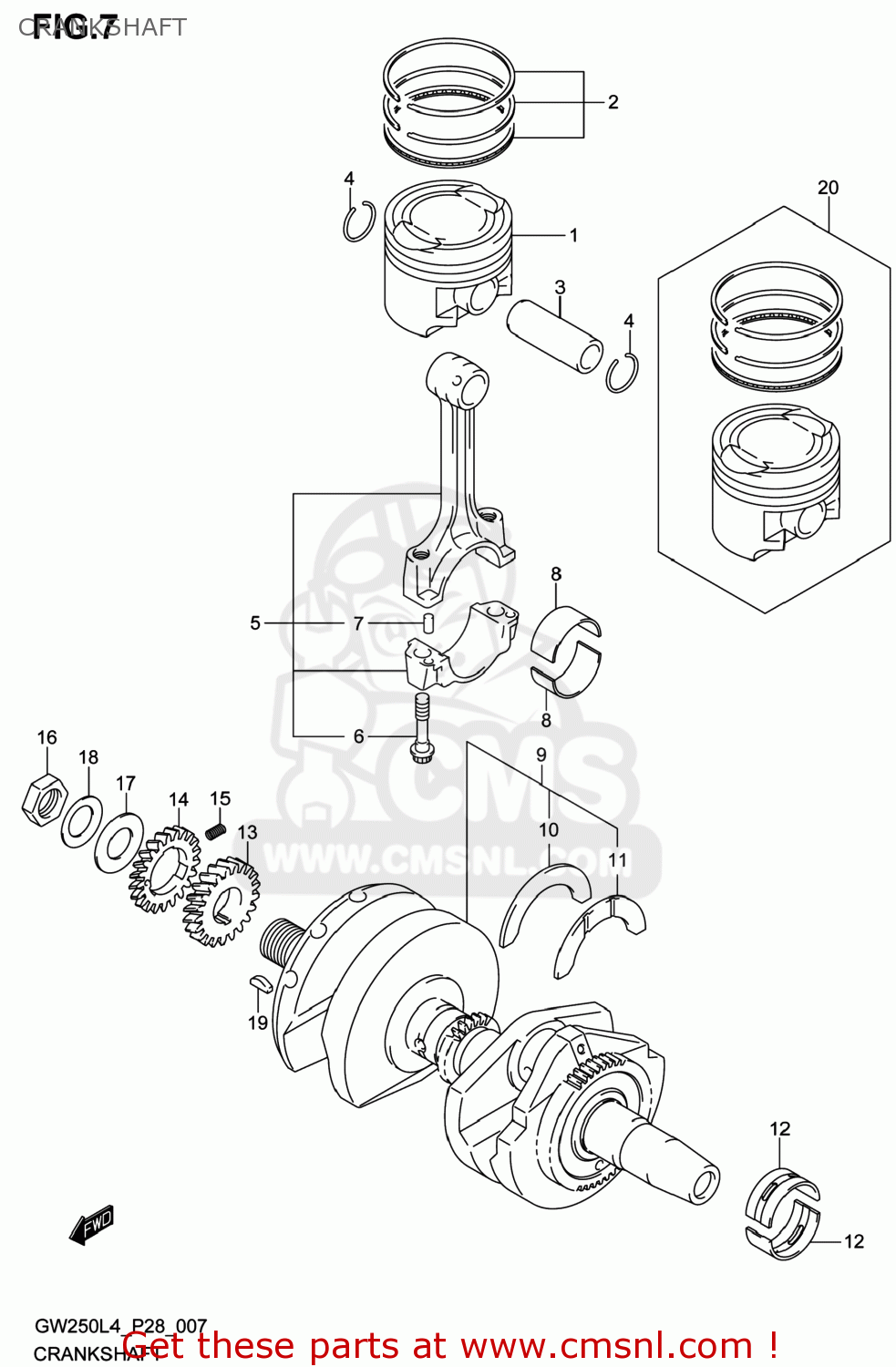 CRANKSHAFT GW250 INAZUMA 2014 (L4) USA (E03)