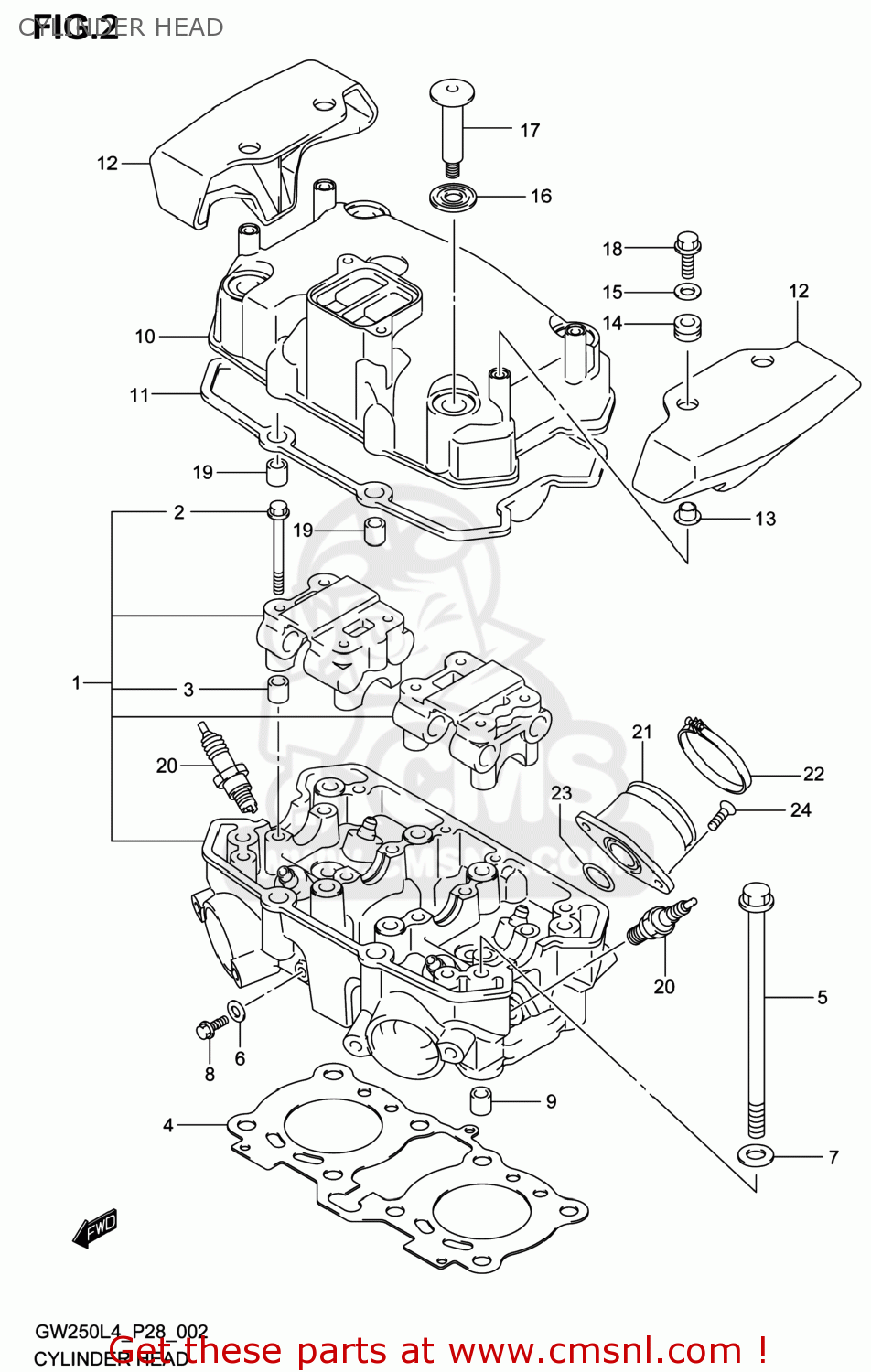 CYLINDER HEAD GW250 INAZUMA 2014 (L4) USA (E03)