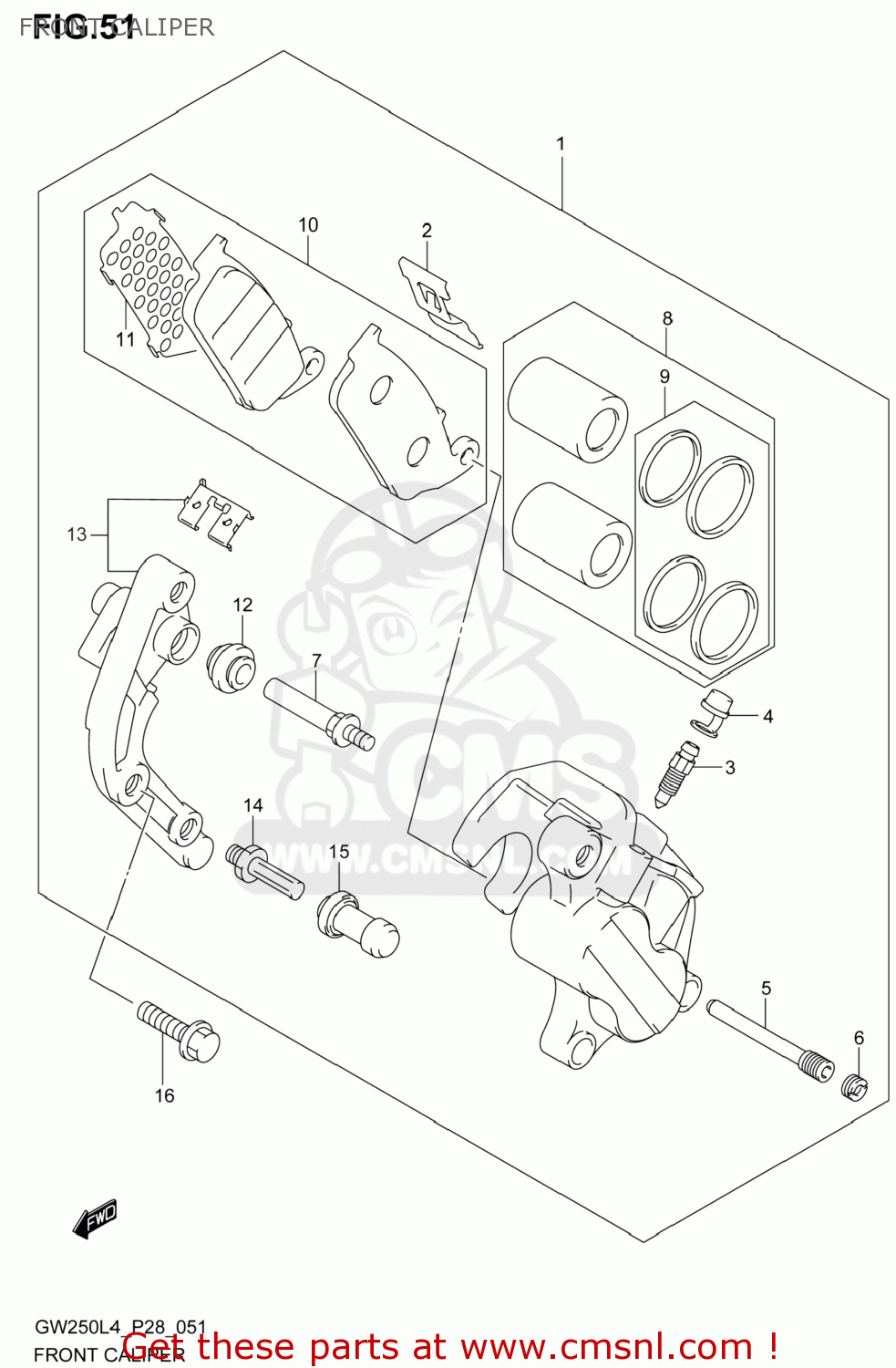 FRONT CALIPER GW250 INAZUMA 2014 (L4) USA (E03)