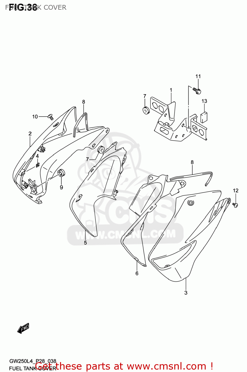 FUEL TANK COVER GW250 INAZUMA 2014 (L4) USA (E03)