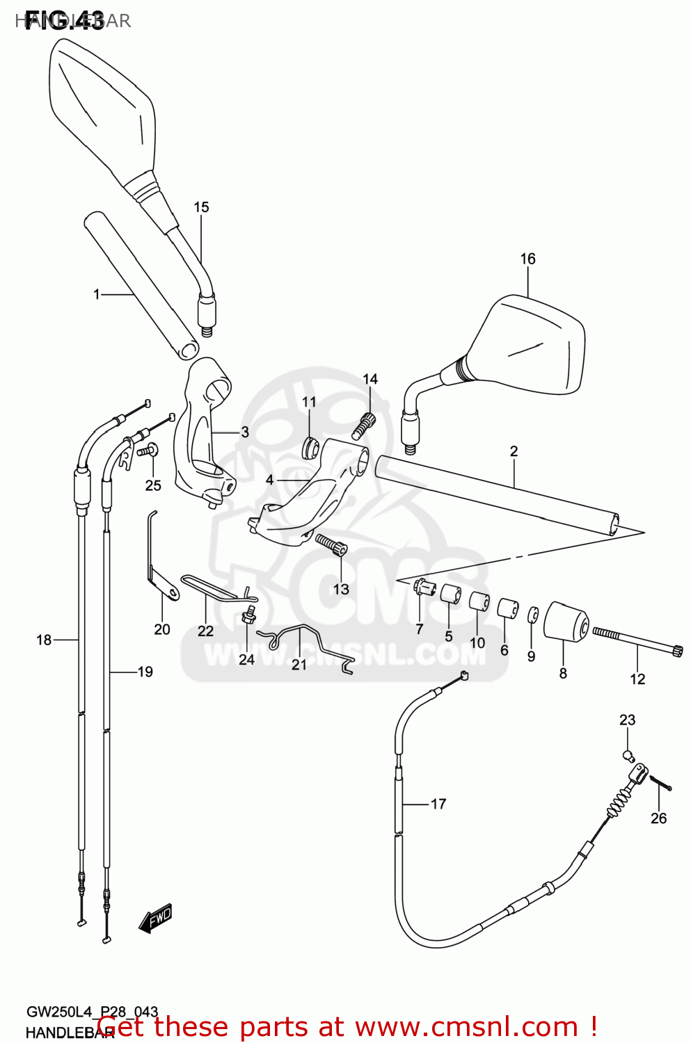 HANDLEBAR GW250 INAZUMA 2014 (L4) USA (E03)