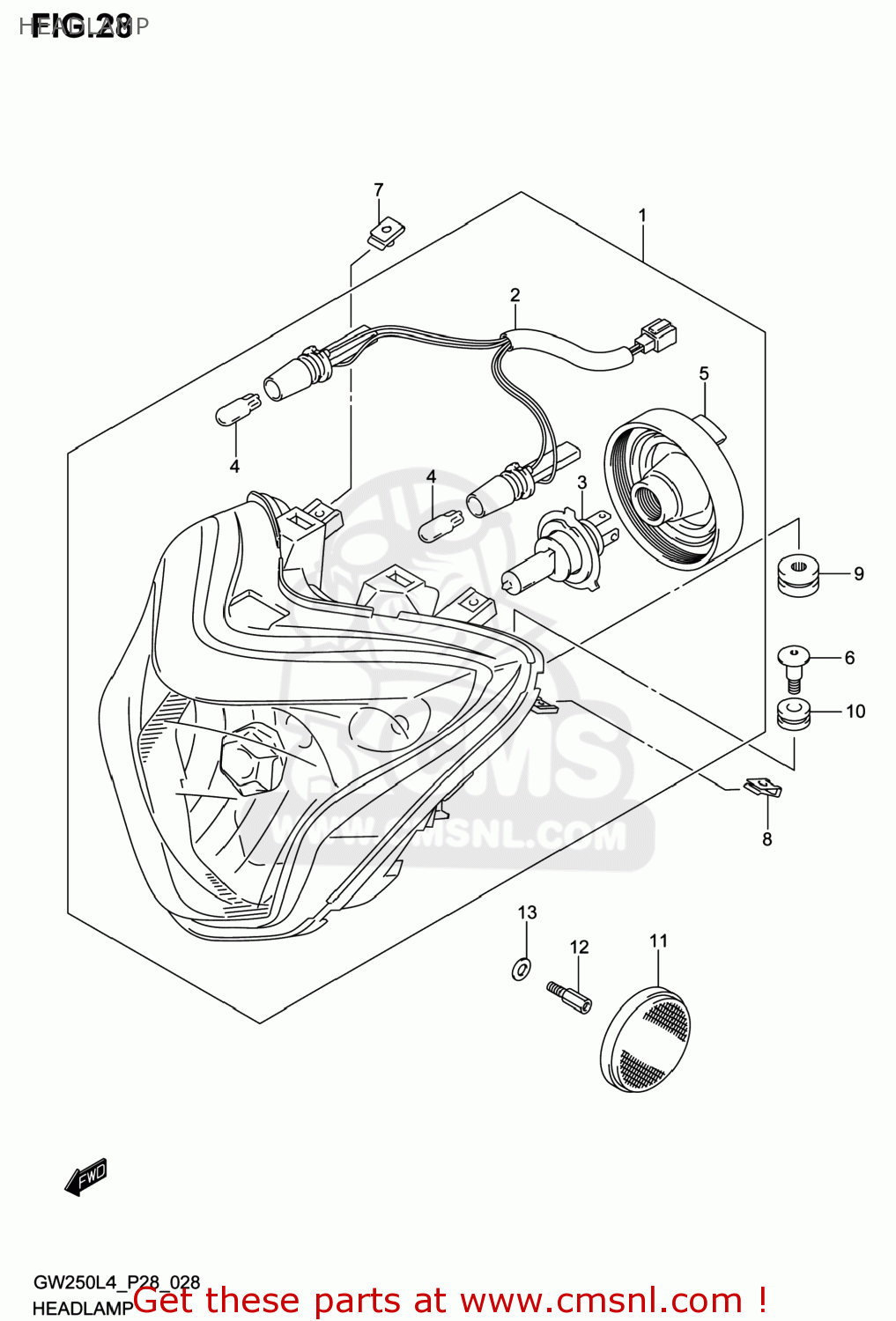HEADLAMP GW250 INAZUMA 2014 (L4) USA (E03)