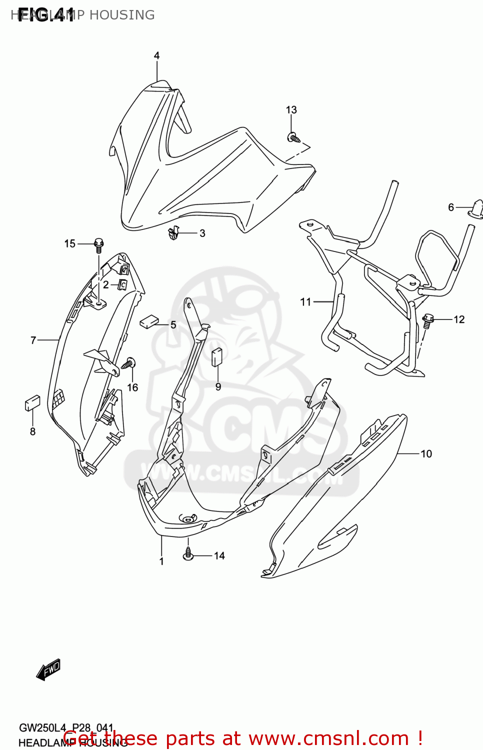 HEADLAMP HOUSING GW250 INAZUMA 2014 (L4) USA (E03)
