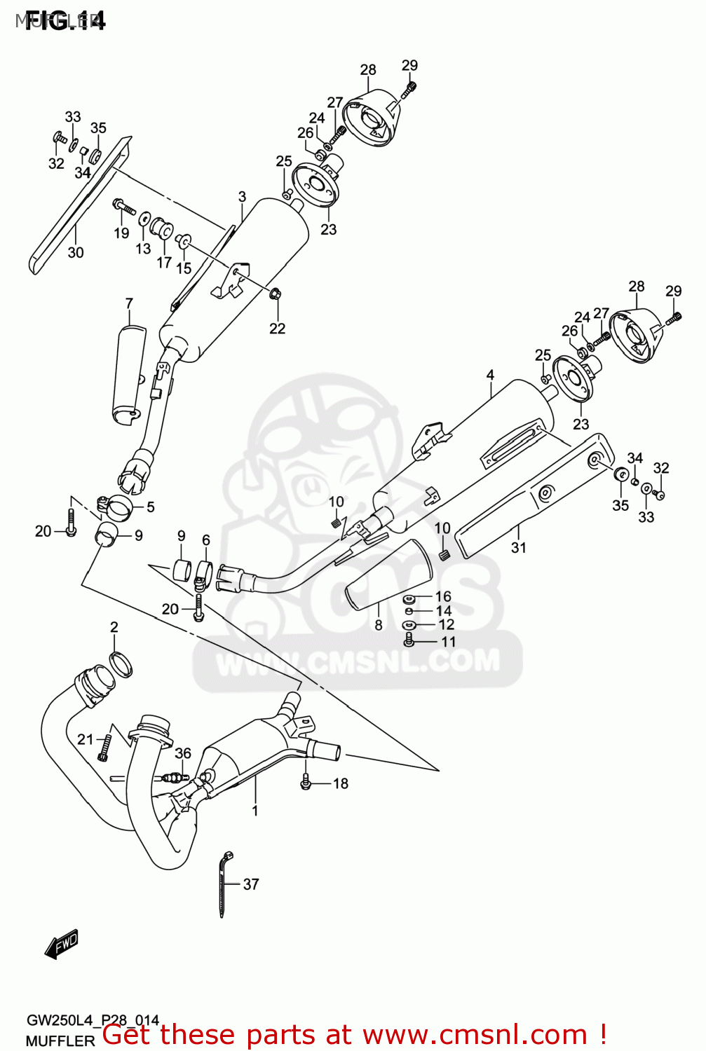 MUFFLER GW250 INAZUMA 2014 (L4) USA (E03)
