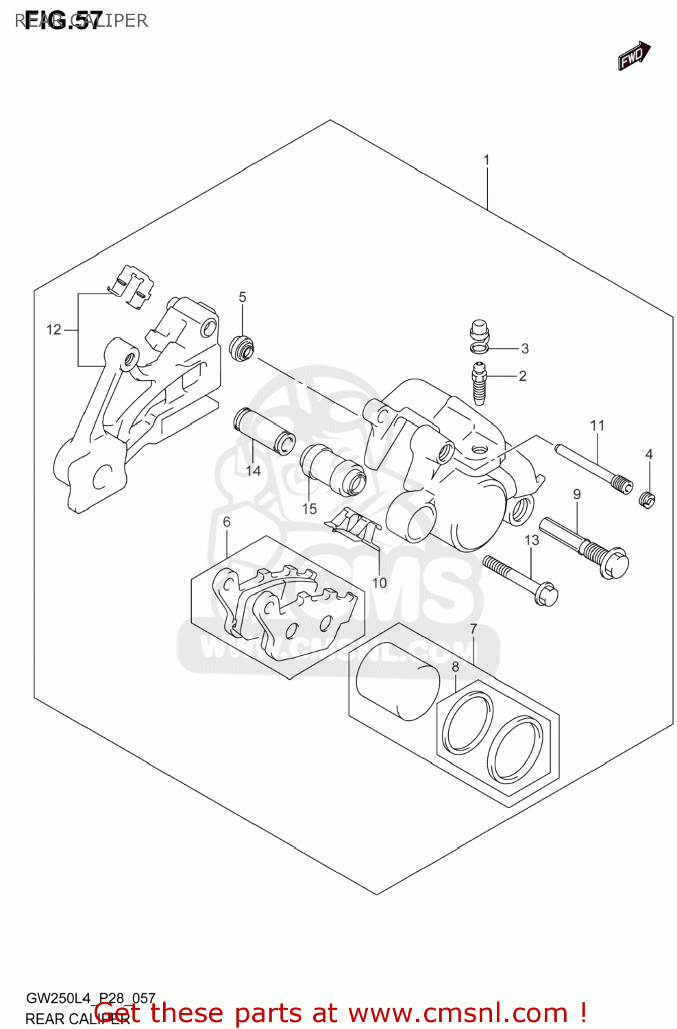 REAR CALIPER GW250 INAZUMA 2014 (L4) USA (E03)