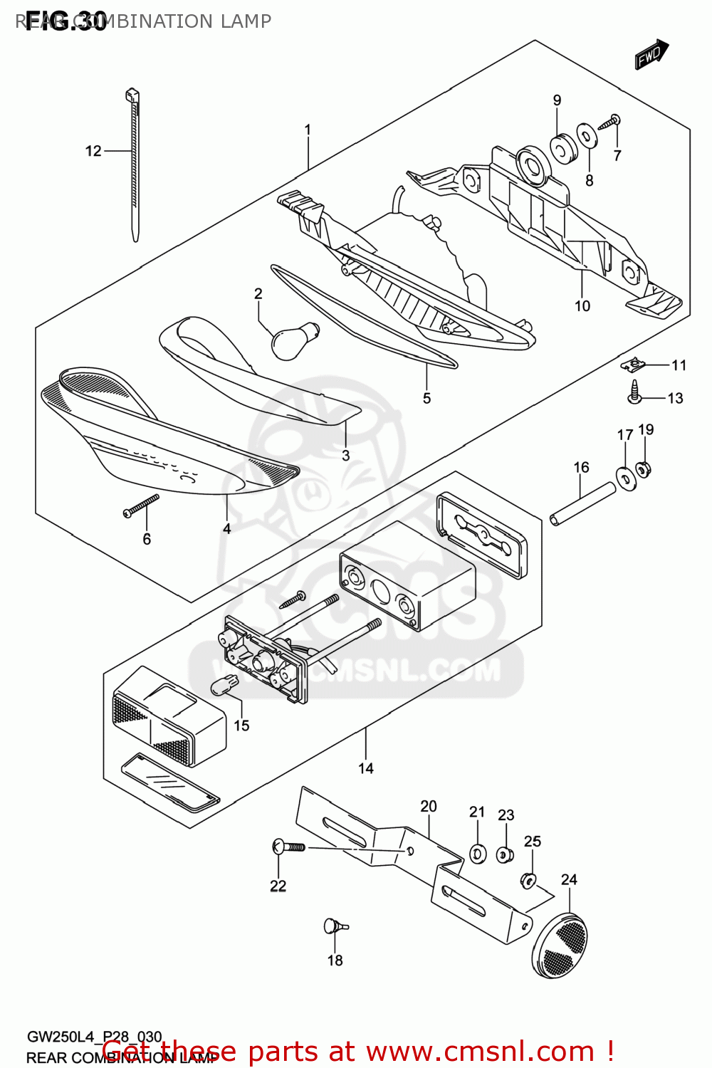 REAR COMBINATION LAMP GW250 INAZUMA 2014 (L4) USA (E03)