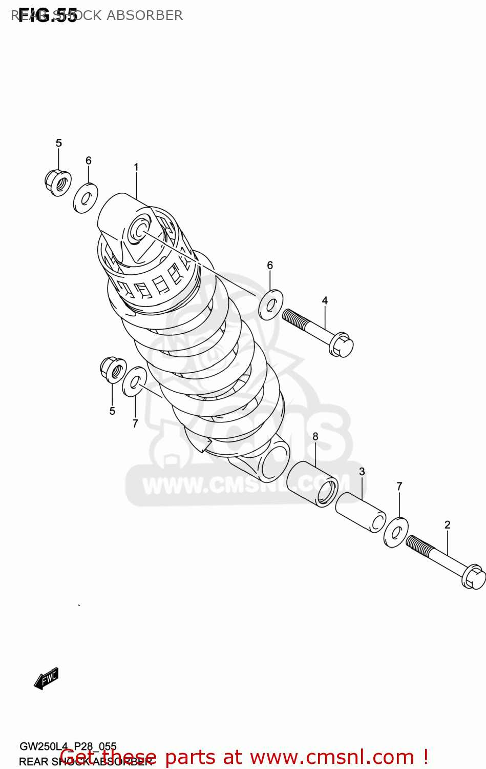 REAR SHOCK ABSORBER GW250 INAZUMA 2014 (L4) USA (E03)