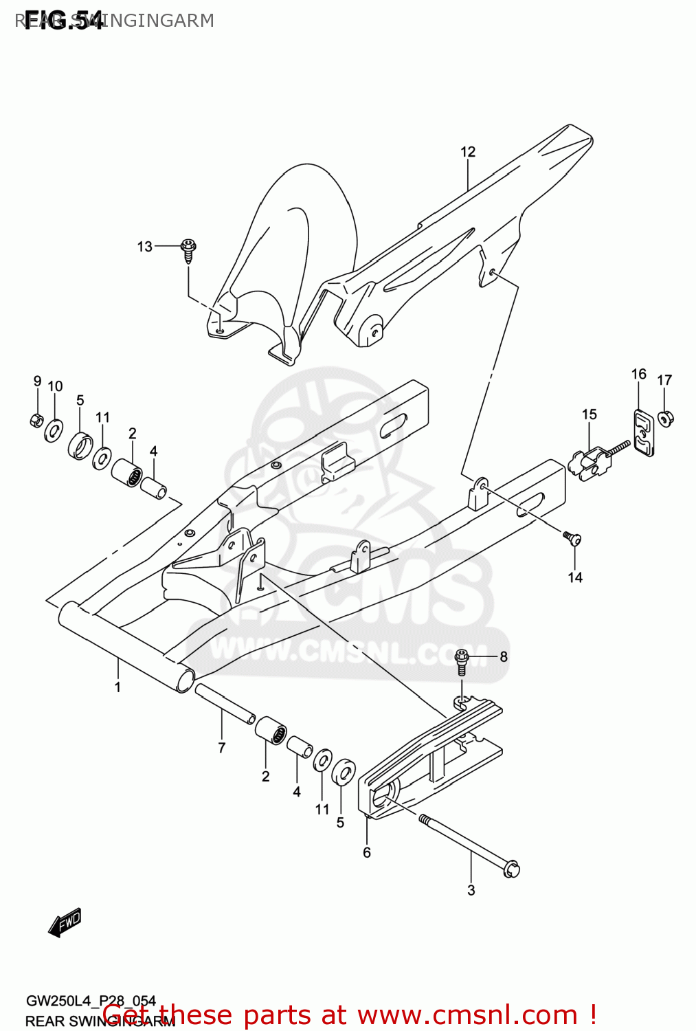 REAR SWINGINGARM GW250 INAZUMA 2014 (L4) USA (E03)