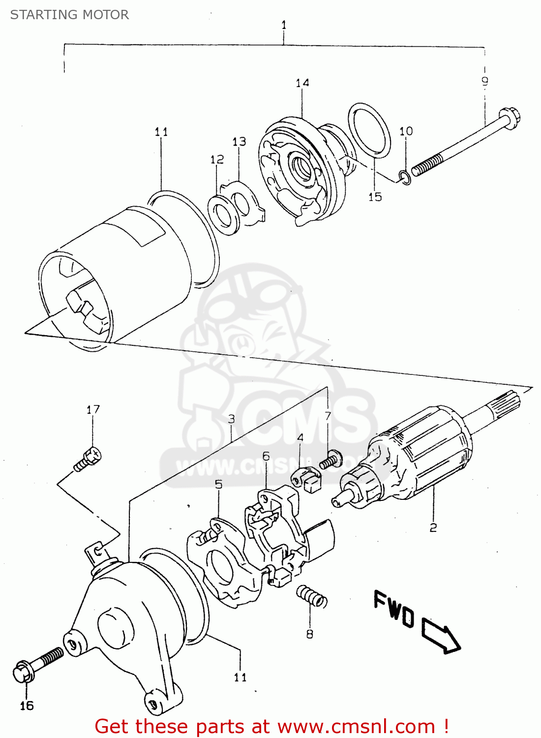 STARTING MOTOR GZ125 1998 (W) (E01 E02 E04 E17 E22 E25 E34)