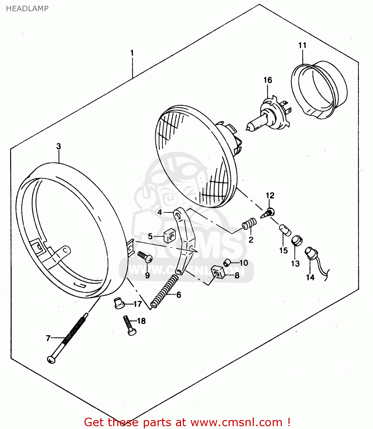 HEADLAMP GZ125 1998 (W) (E01 E02 E04 E17 E22 E25 E34)