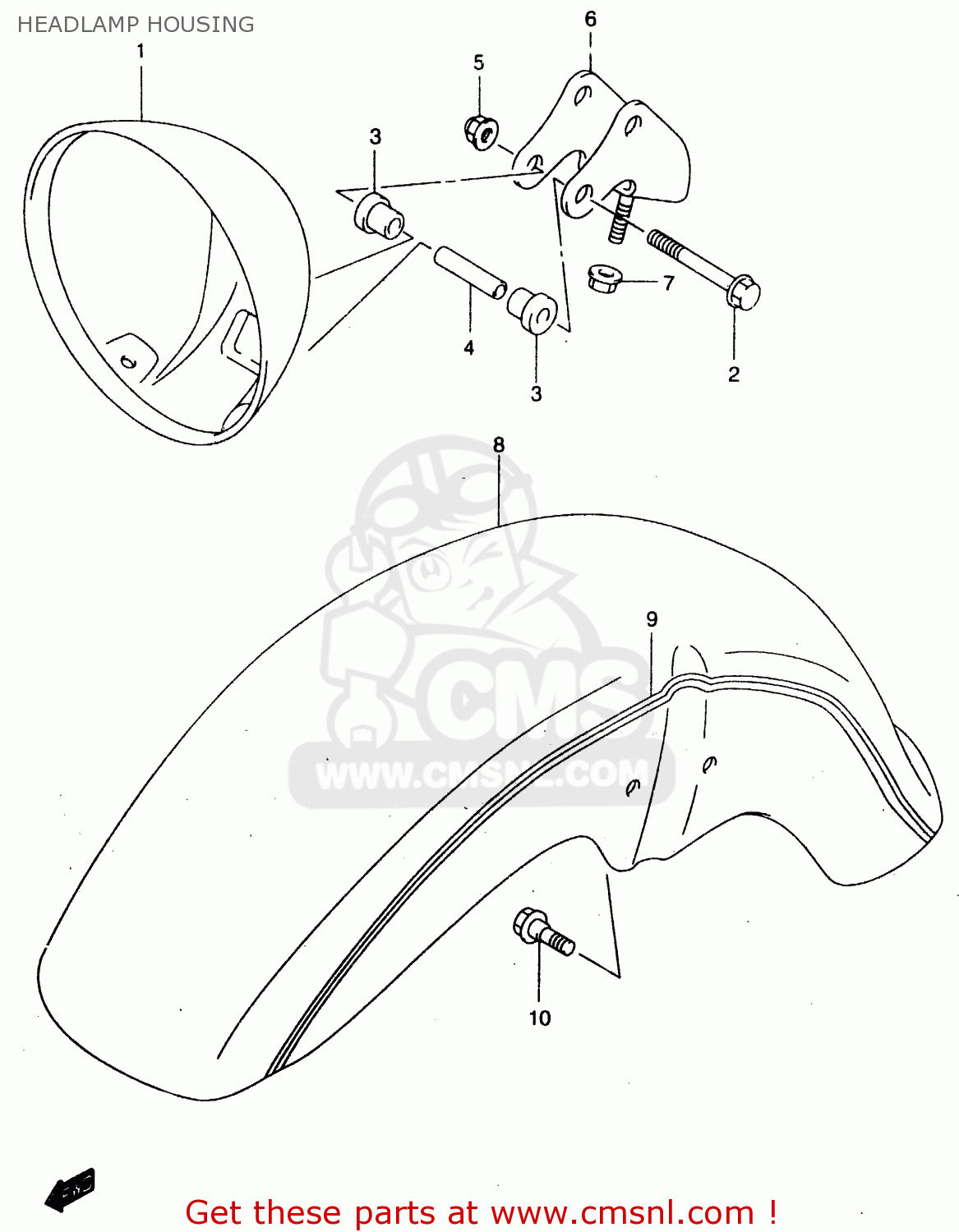 HEADLAMP HOUSING GZ125 1998 (W) (E01 E02 E04 E17 E22 E25 E34)