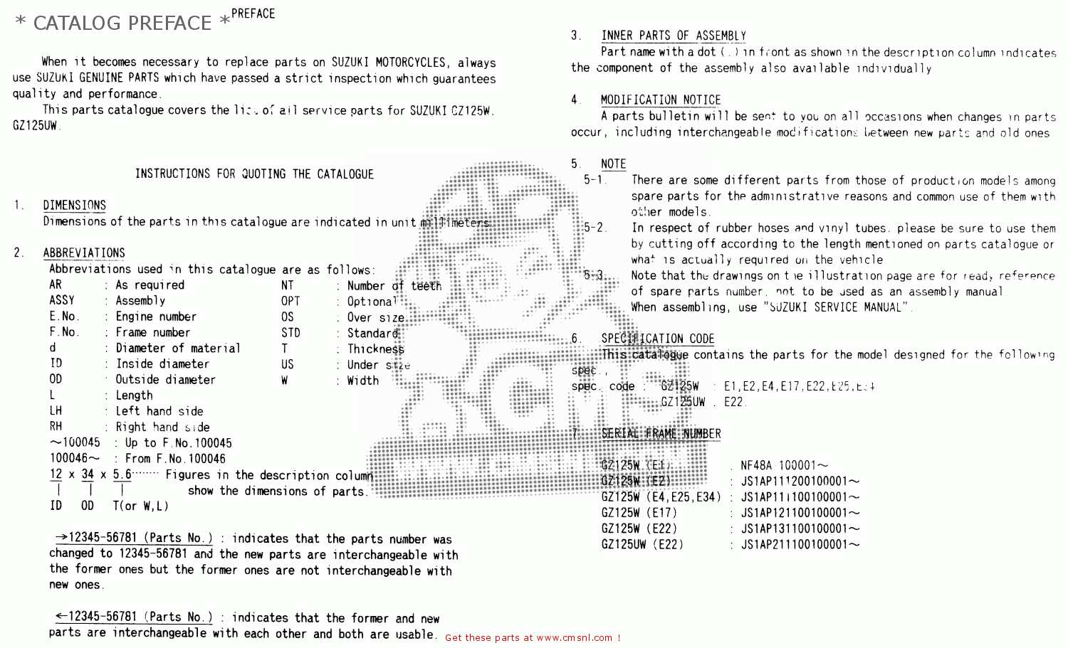 * CATALOG PREFACE * GZ125C 2000 (Y) (E01)