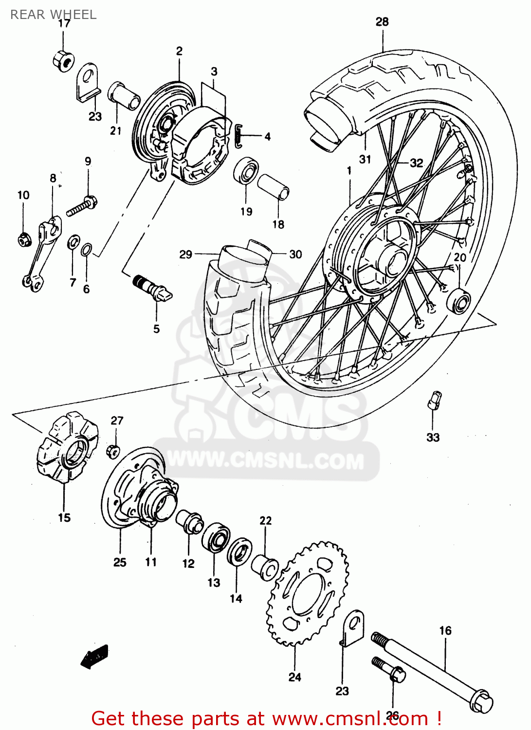 REAR WHEEL GZ125U 2000 (Y) (E01)