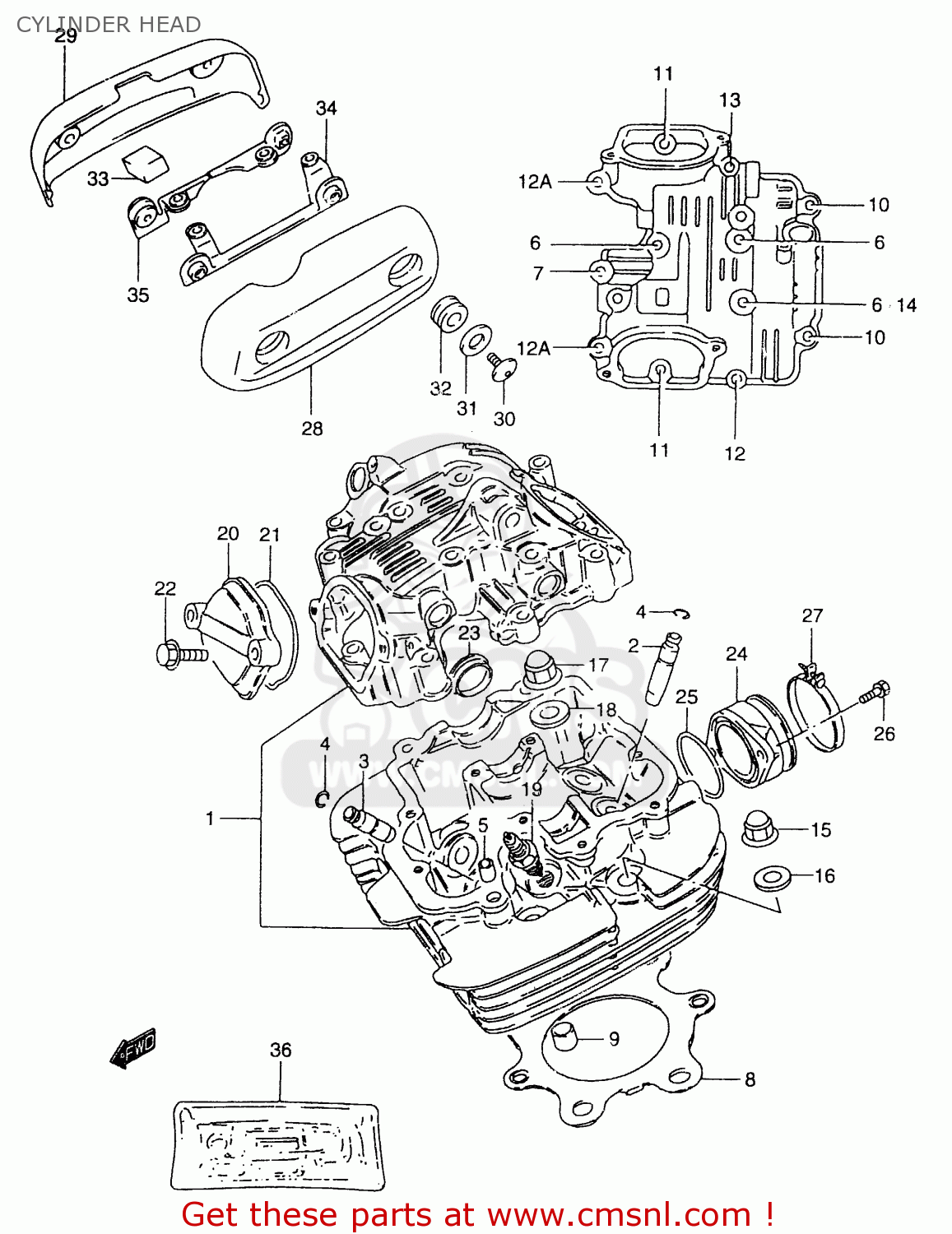 CYLINDER HEAD GZ250 1999 (X) (E01 E02 E04 E17 E18 E22 E24 E25 E34)